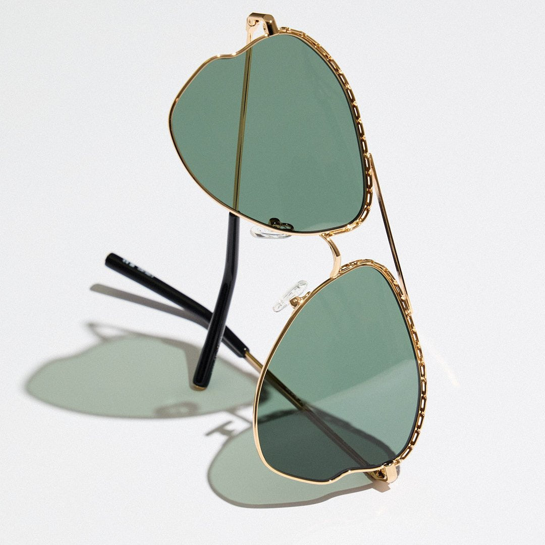 Kika Mendoza Sunglasses in Gold and Green