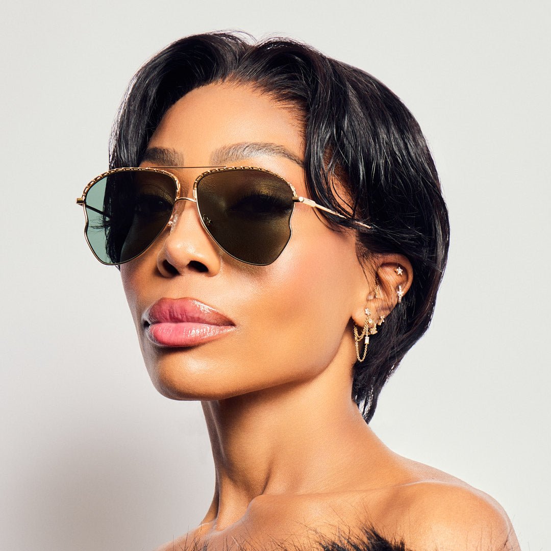 Kika Mendoza Sunglasses in Gold and Green
