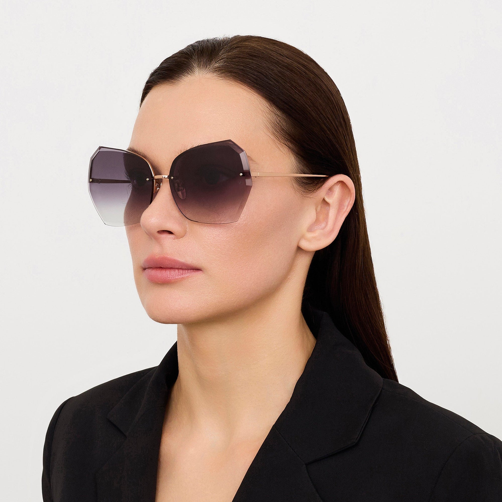 Lila Sunglasses in 18K Rose Gold and Grey