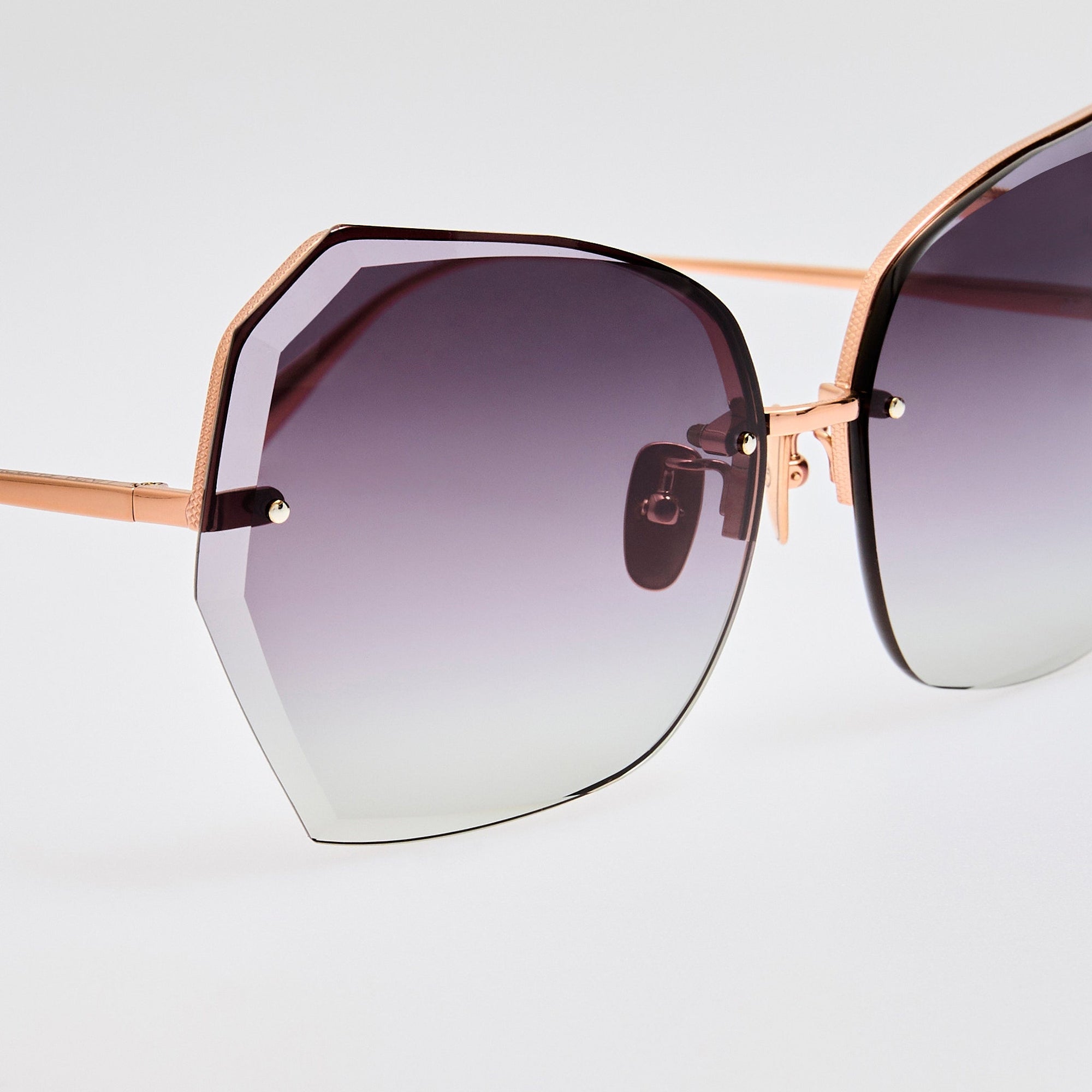Lila Sunglasses in 18K Rose Gold and Grey