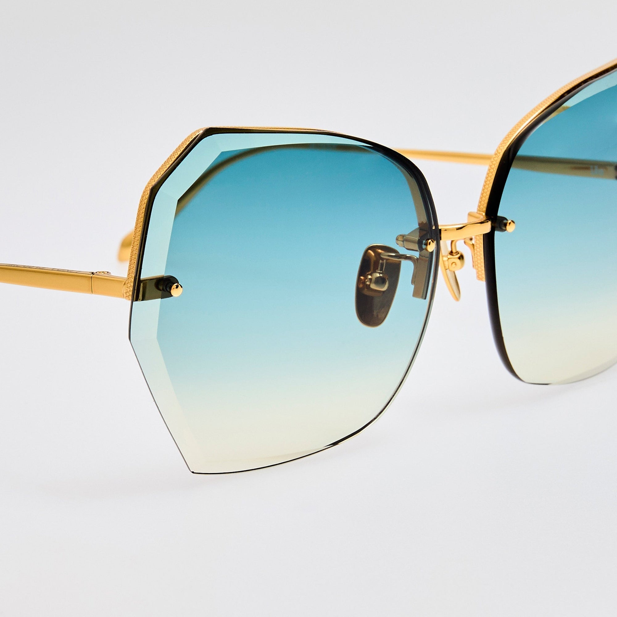 Lila Sunglasses in 22K Gold and Aqua