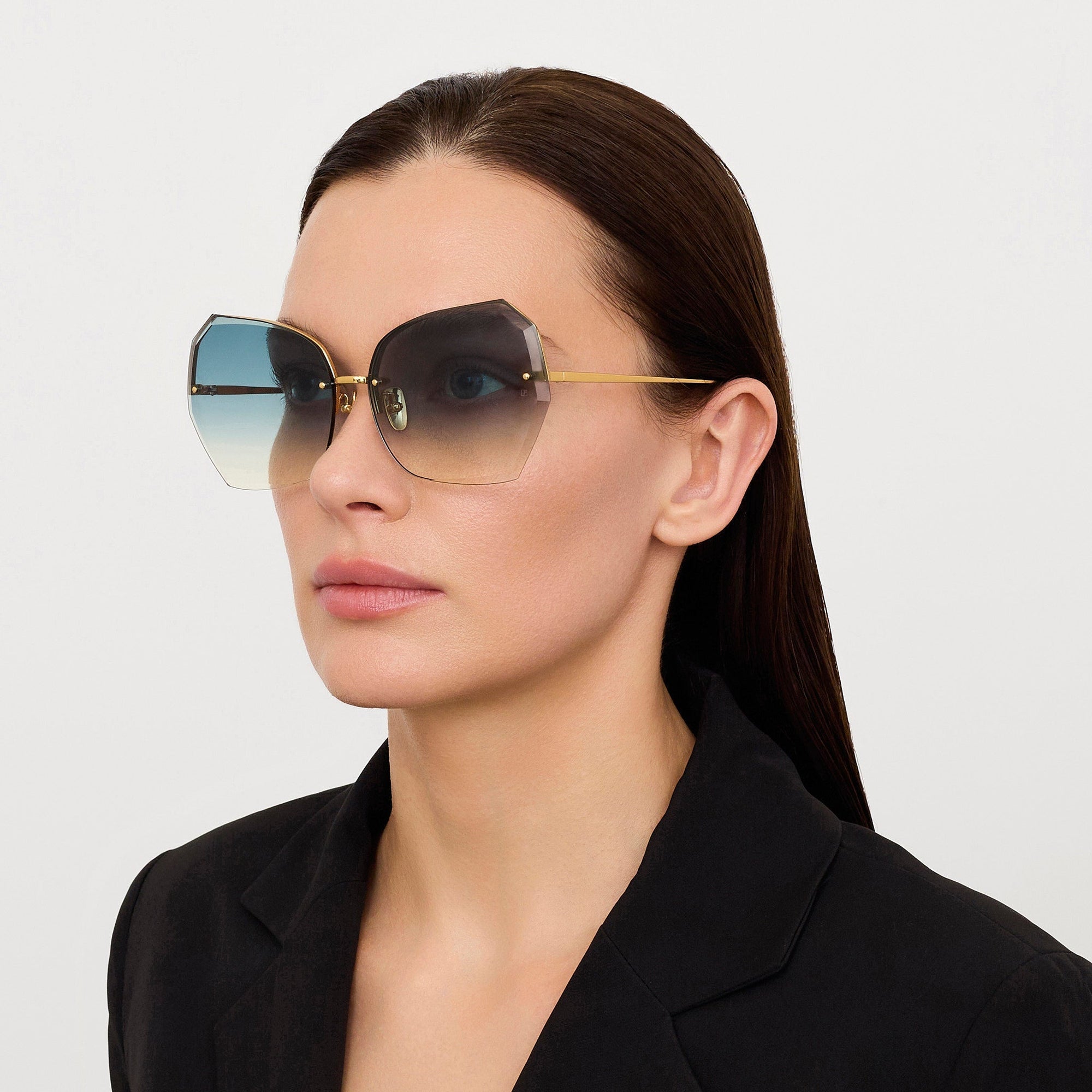 Lila Sunglasses in 22K Gold and Aqua