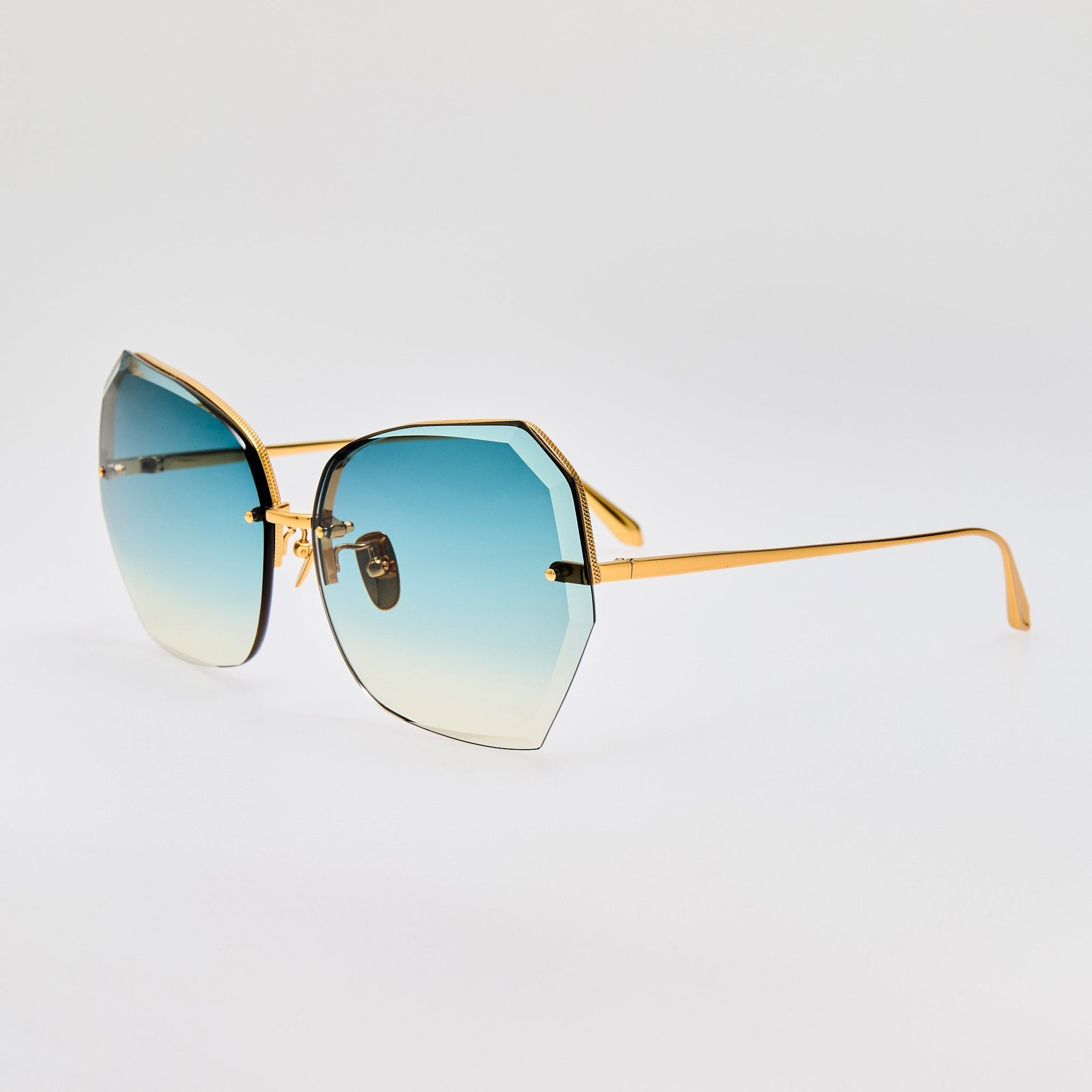 Lila Sunglasses in 22K Gold and Aqua