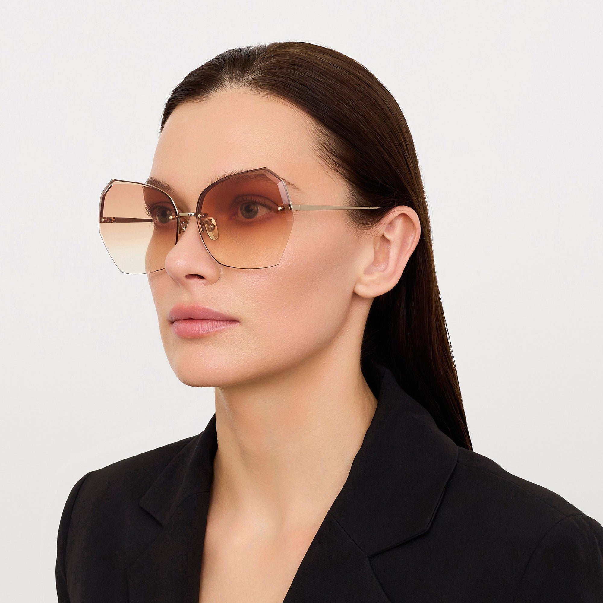 Lila Sunglasses in 22K Gold and Camel