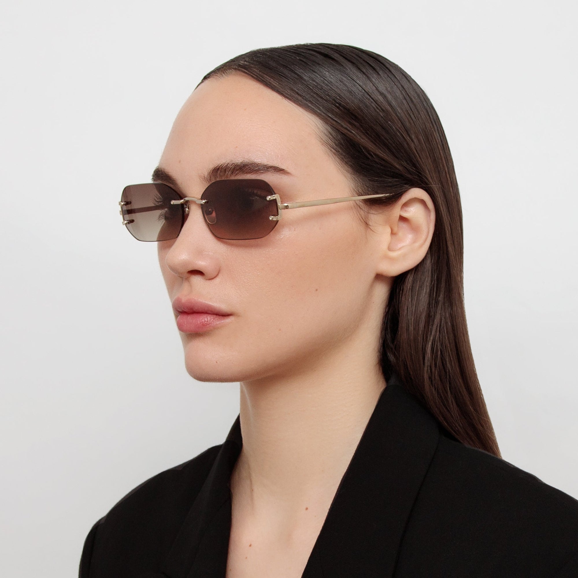 Magali Sunglasses in 22K Gold and Mocha