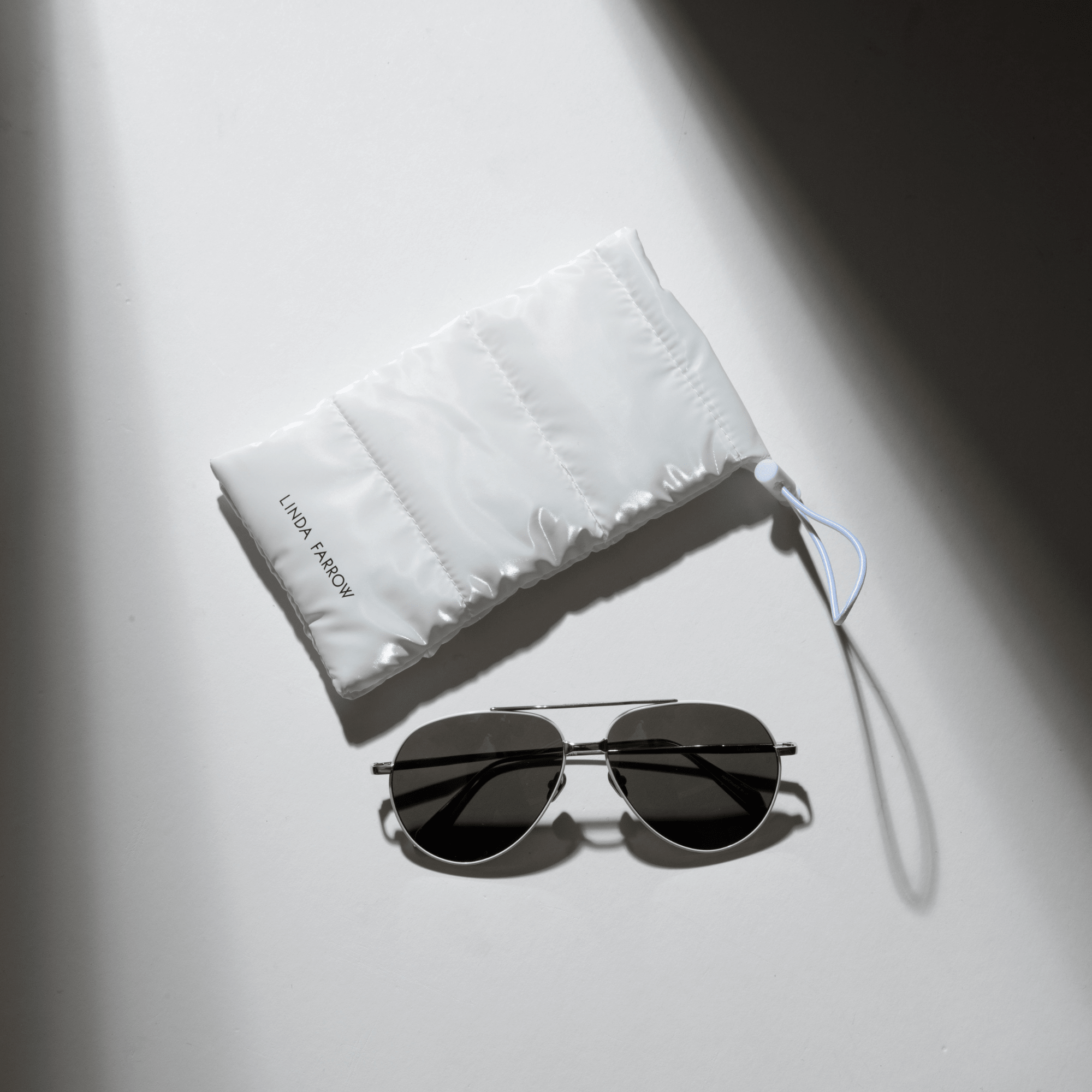 Marcelo Sunglasses in 22K White Gold and Grey