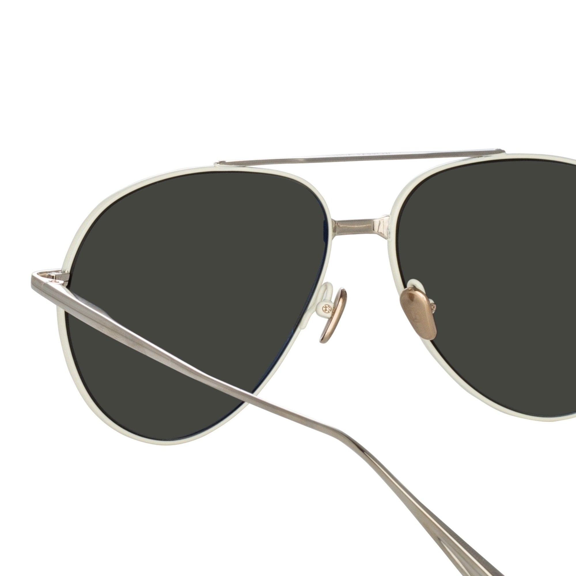 Marcelo Sunglasses in 22K White Gold and Grey