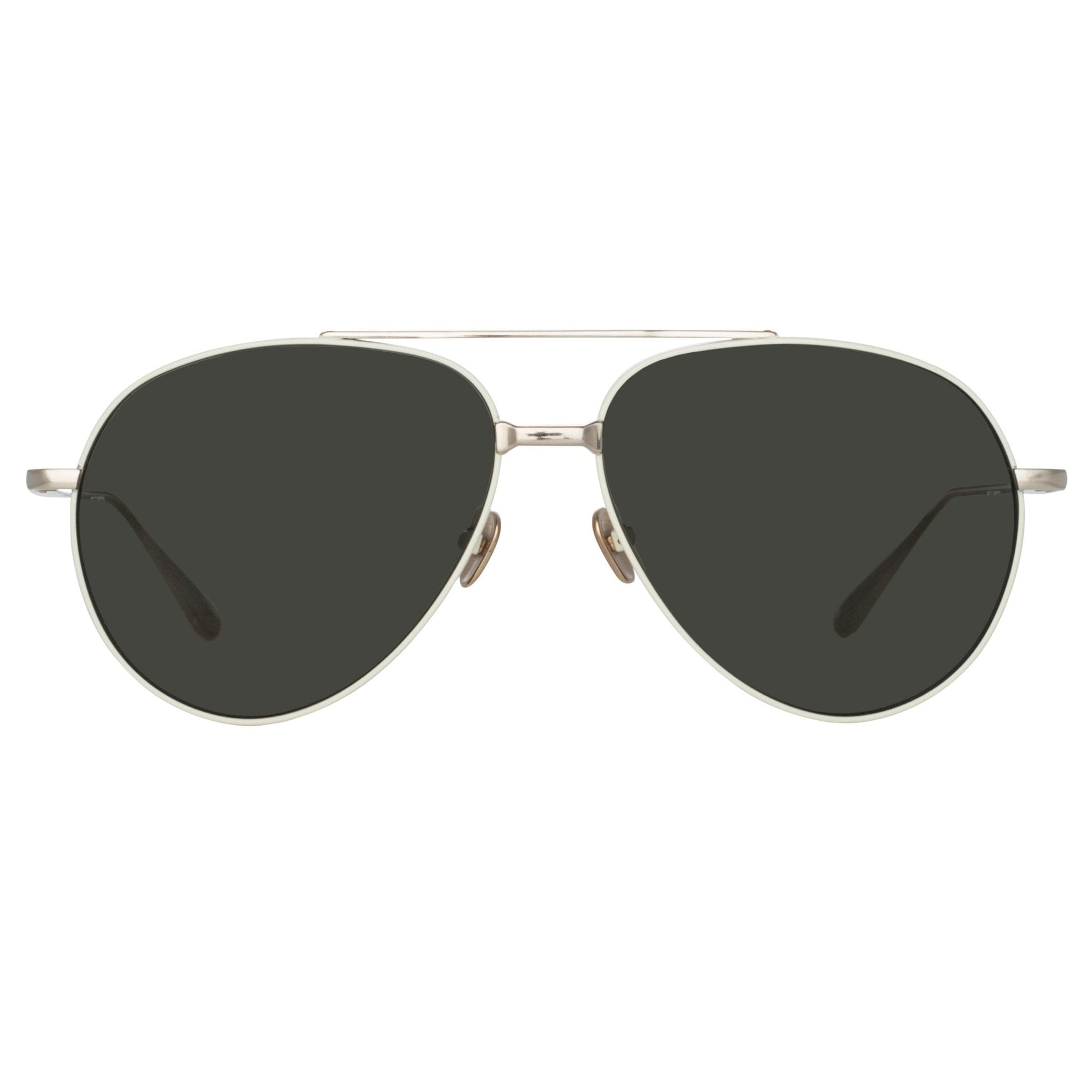Marcelo Sunglasses in 22K White Gold and Grey