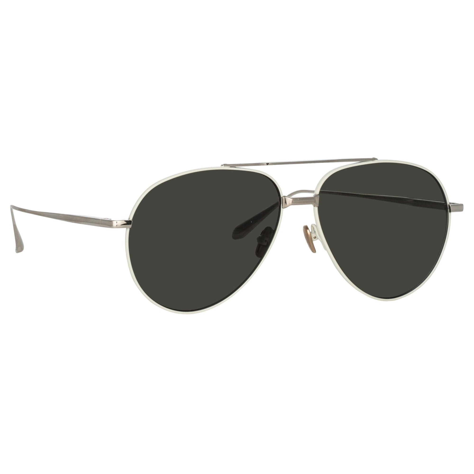 Marcelo Sunglasses in 22K White Gold and Grey