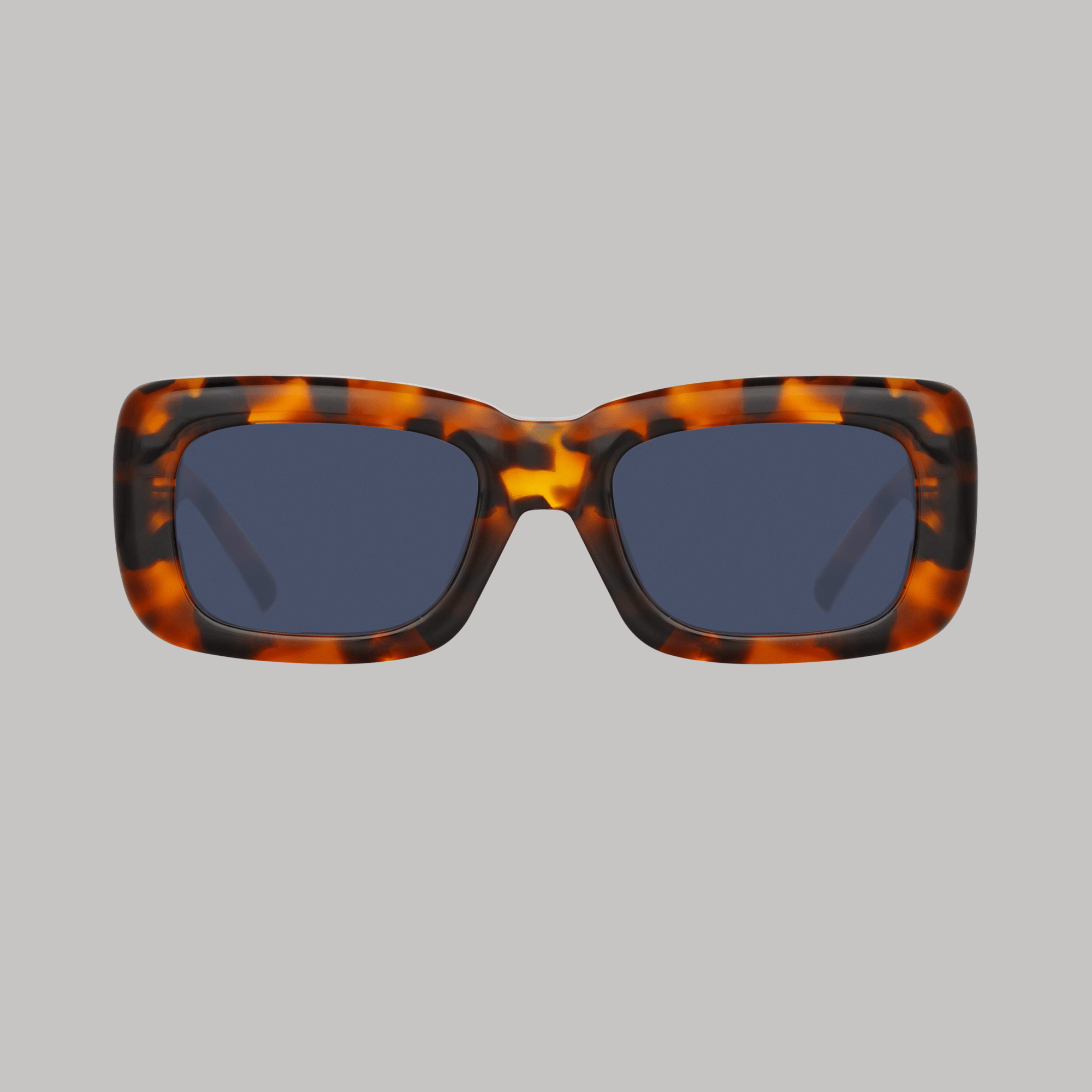 Marfa Rectangular Sunglasses in Tortoiseshell and Blue Lenses