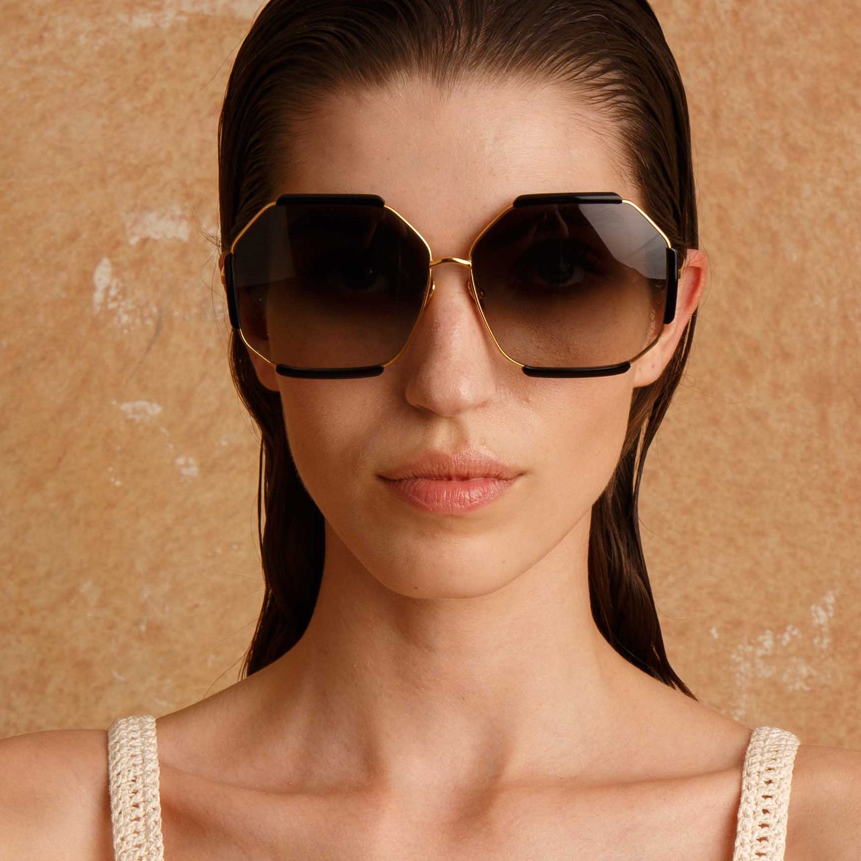 Margot Sunglasses in 22K Gold and Grey