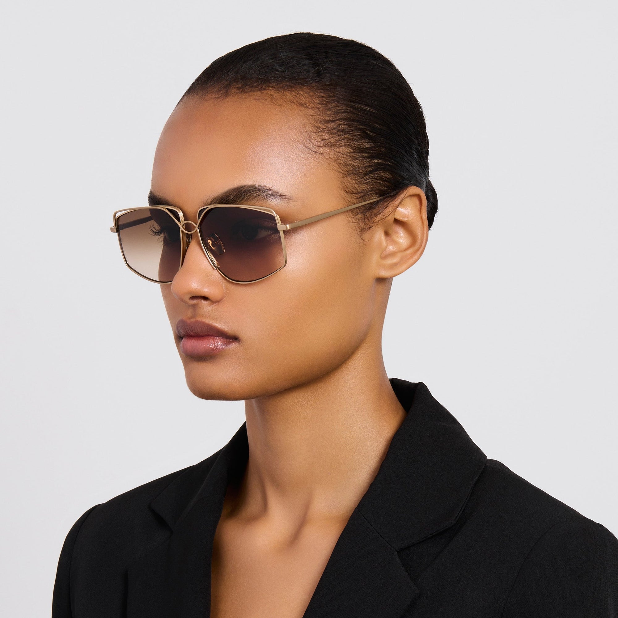 Miranda Sunglasses in Matt Champagne and Mocha