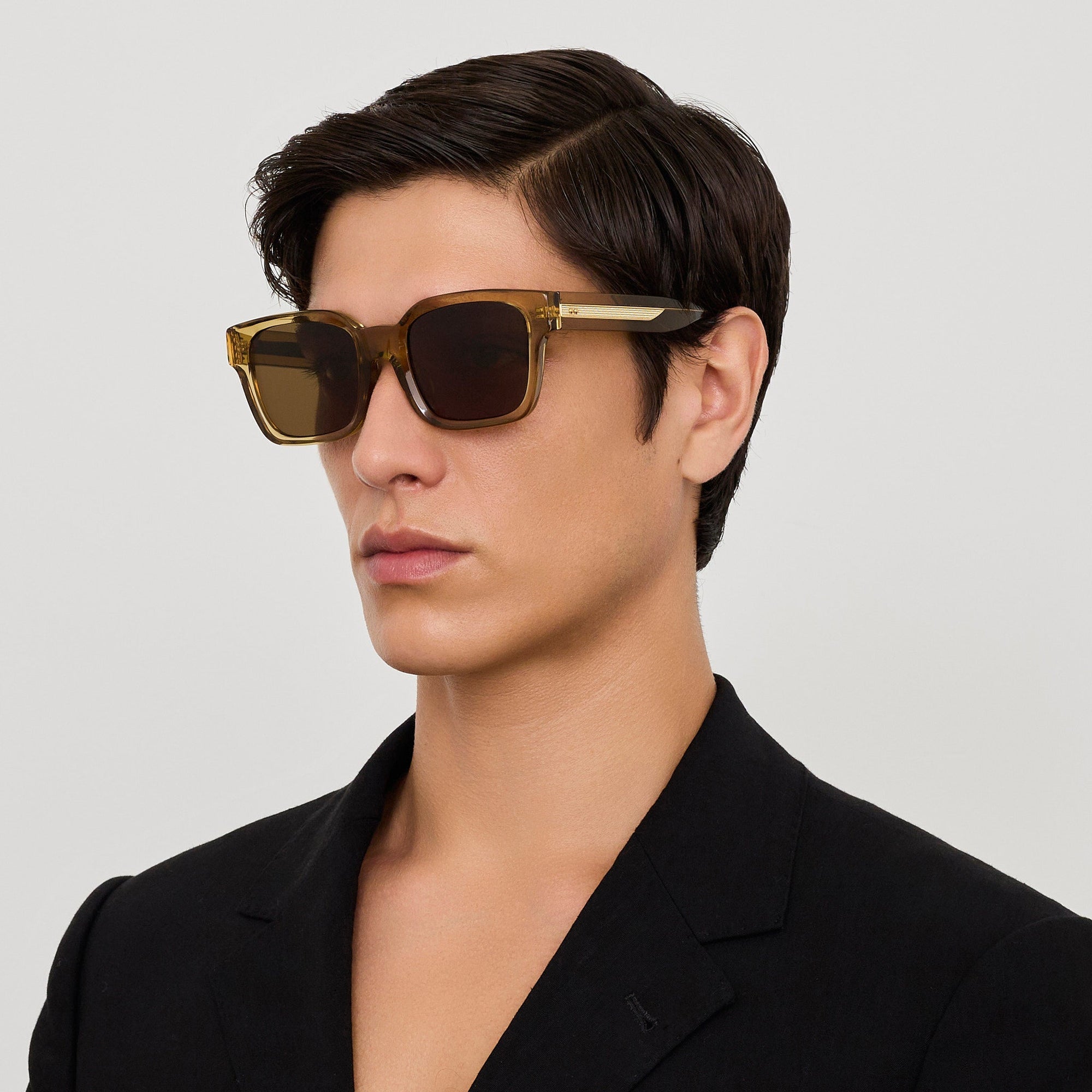 Nathan Sunglasses in 22K Gold and Khaki