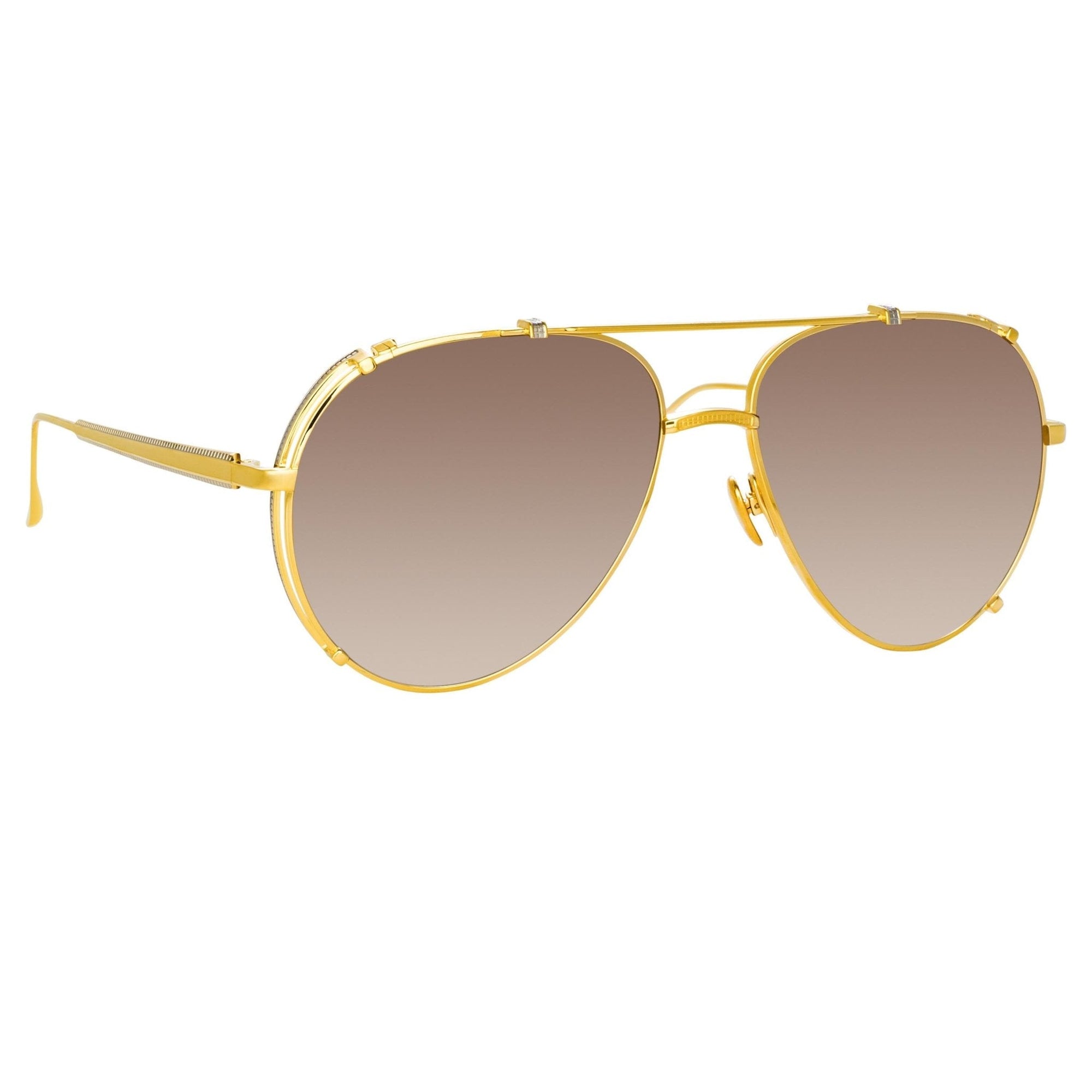 Newman Sunglasses in 22K Yellow Gold and Mocha