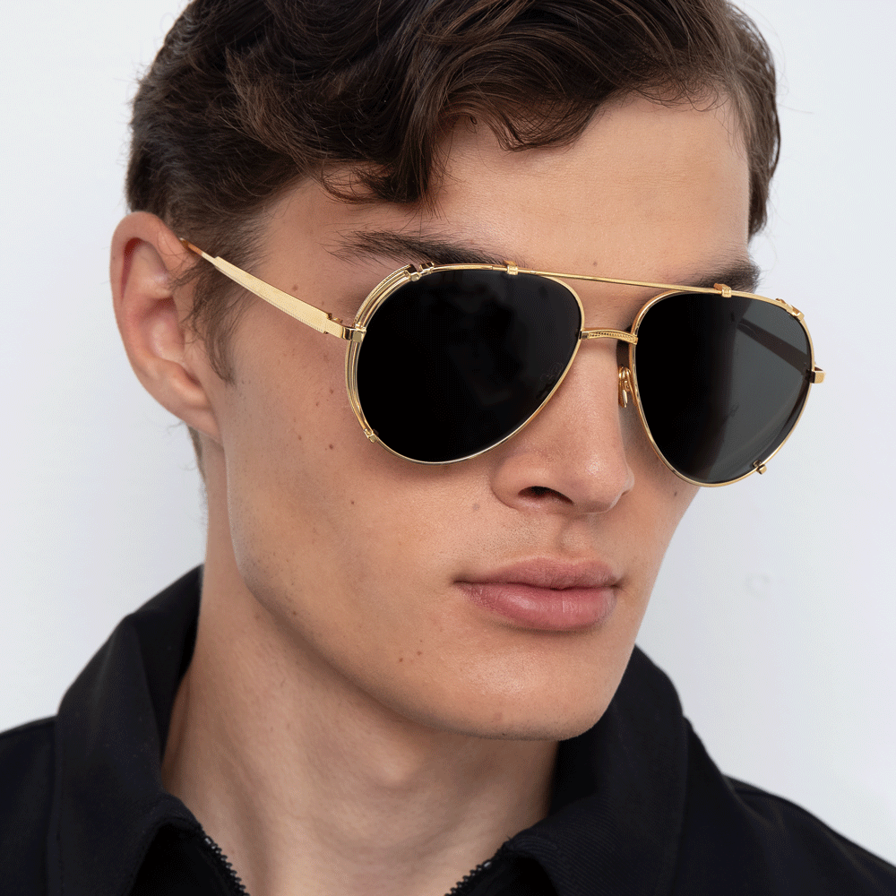 Newman Sunglasses in 22K Yellow Gold and Mocha