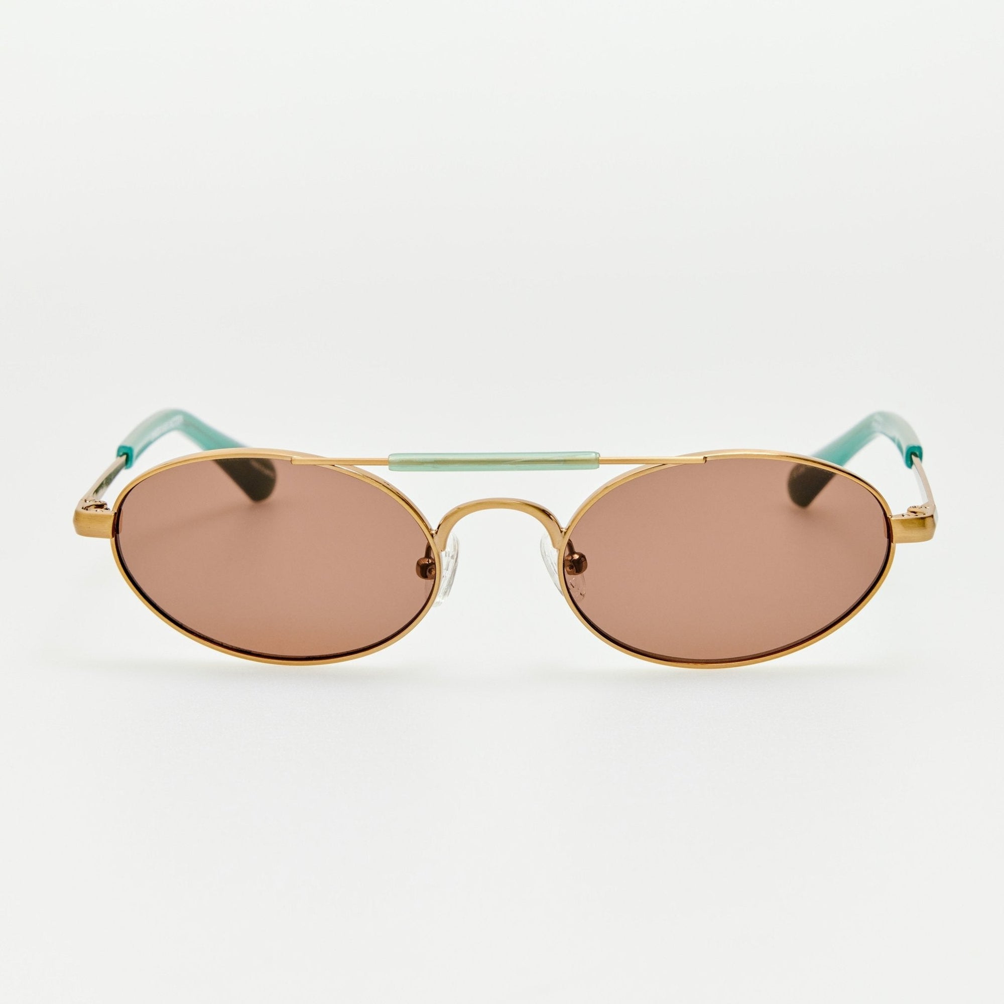 Oval Sunglasses in Gold and Blue
