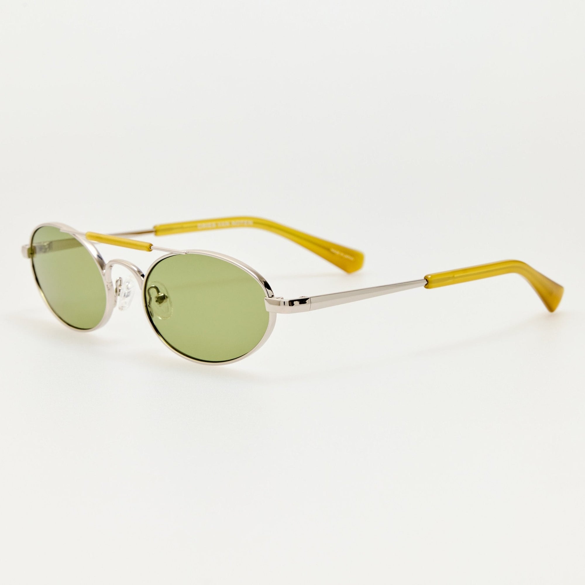 Oval Sunglasses in Silver and Green