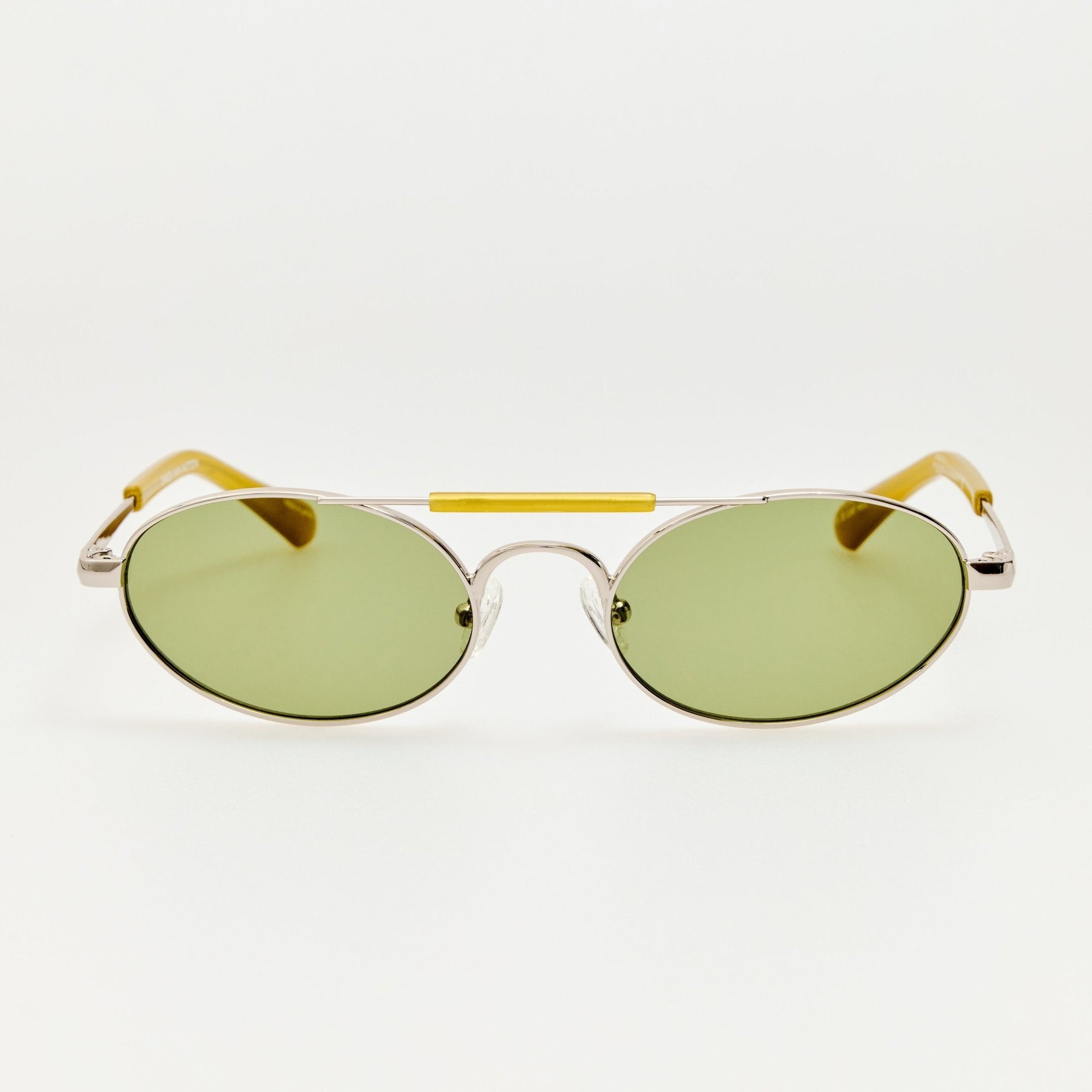 Oval Sunglasses in Silver and Green