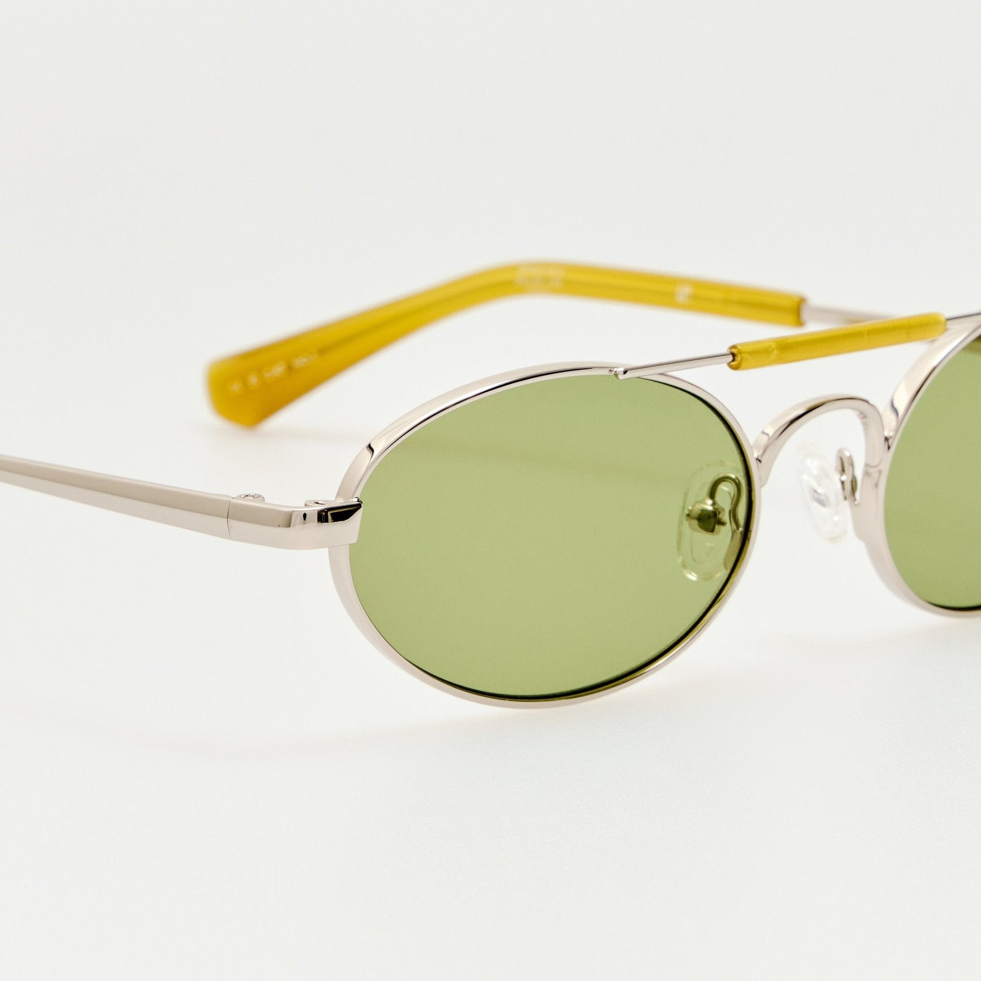 Oval Sunglasses in Silver and Green