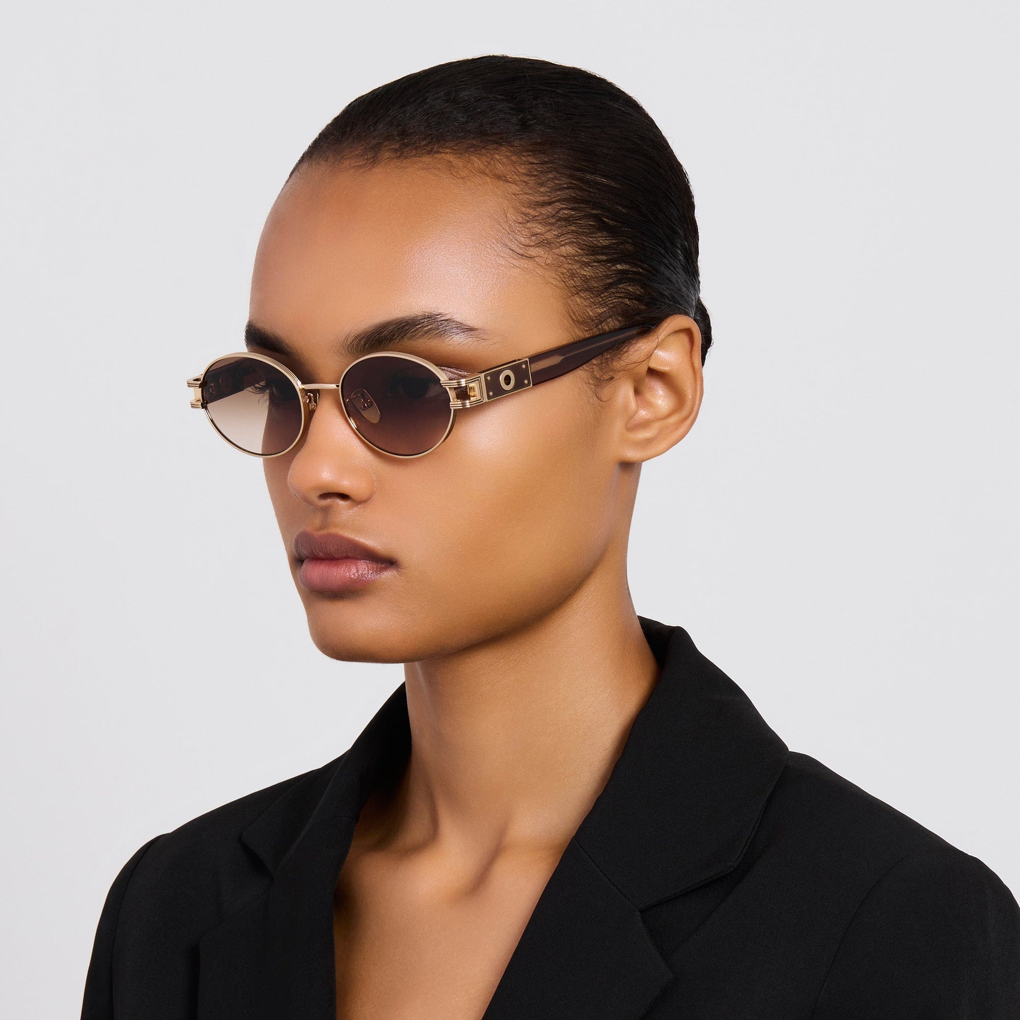 Phoebe Sunglasses in Matt Champagne and Mocha