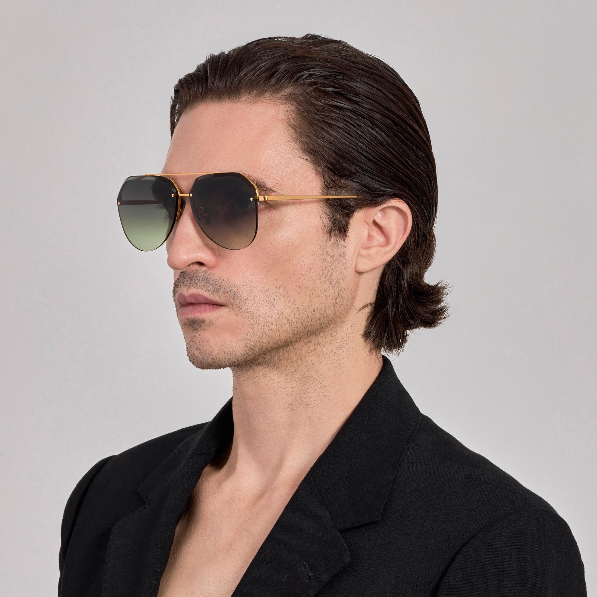 Quynh Sunglasses in 22K Gold and Green