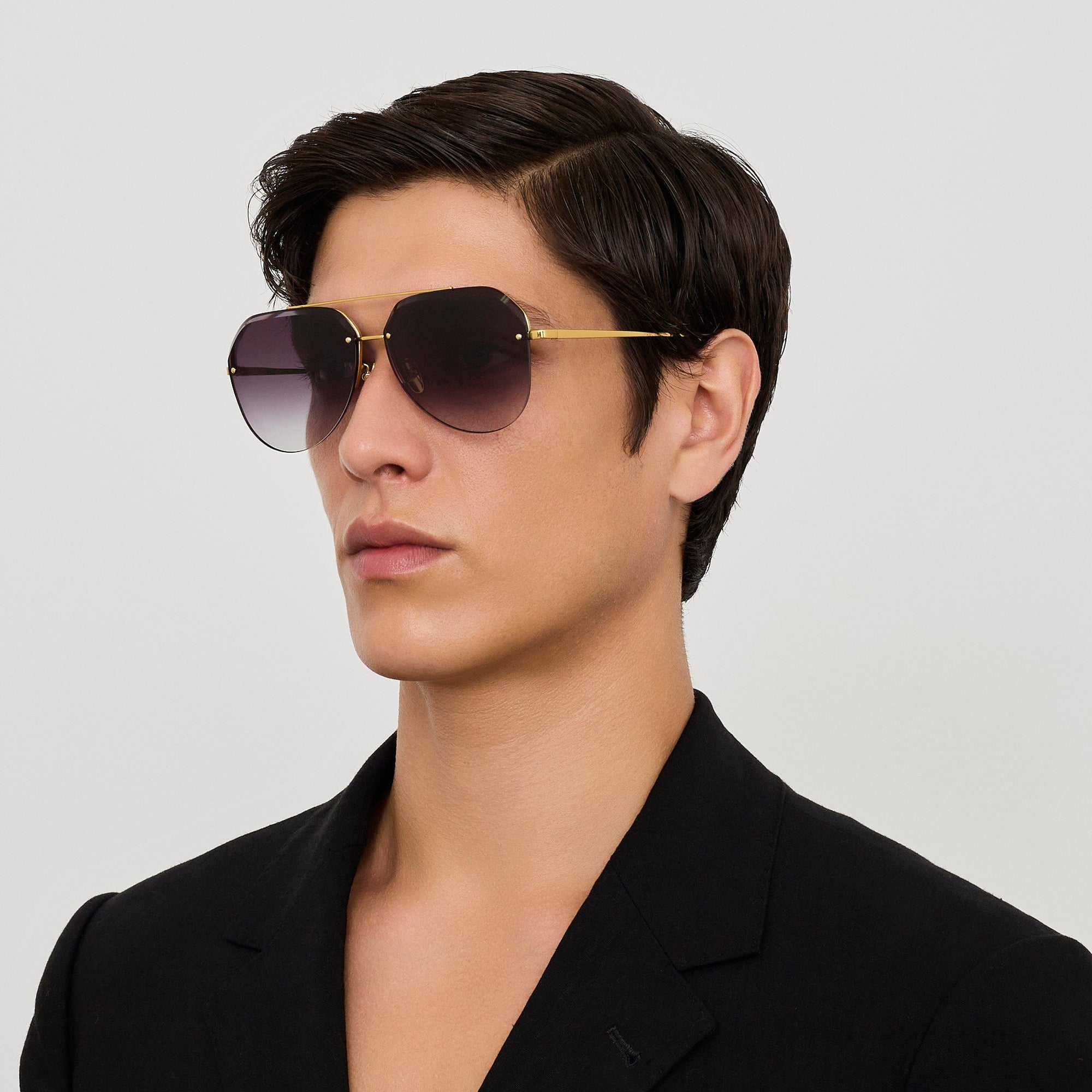 Quynh Sunglasses in 22K Gold and Grey