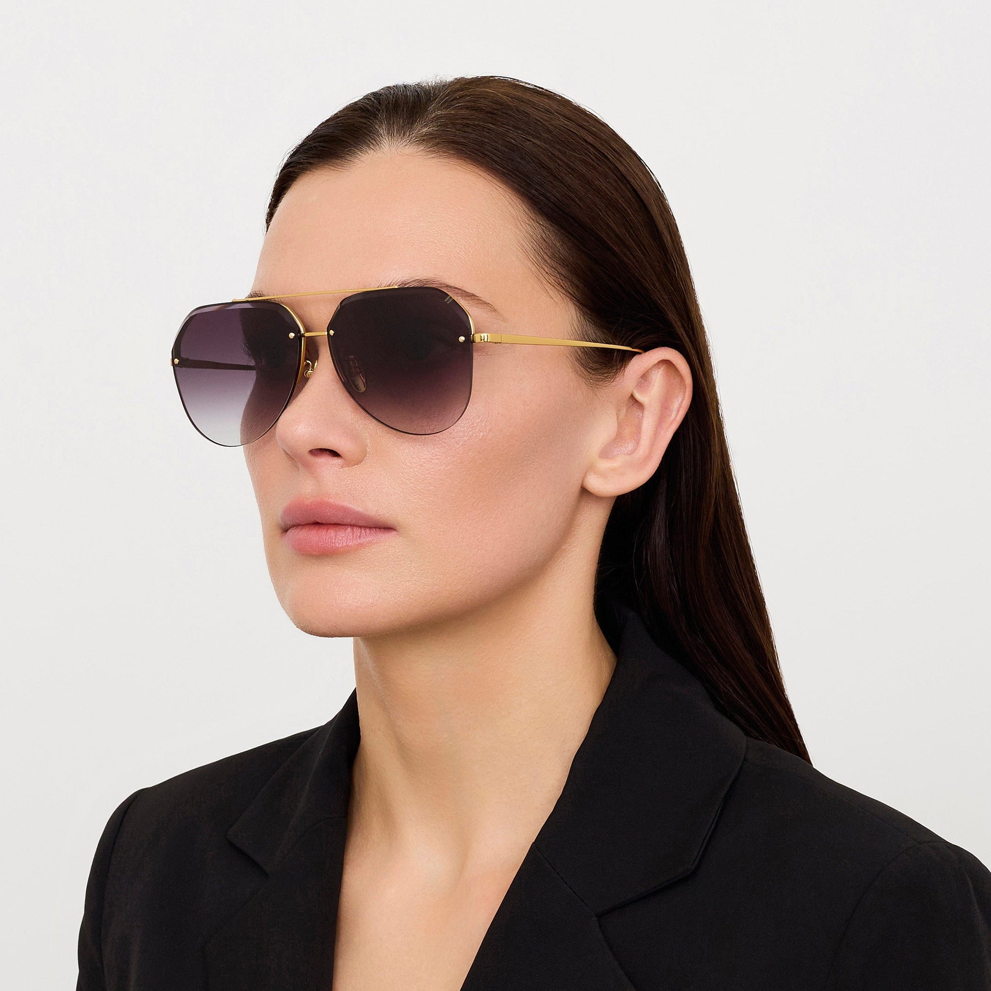 Quynh Sunglasses in 22K Gold and Grey