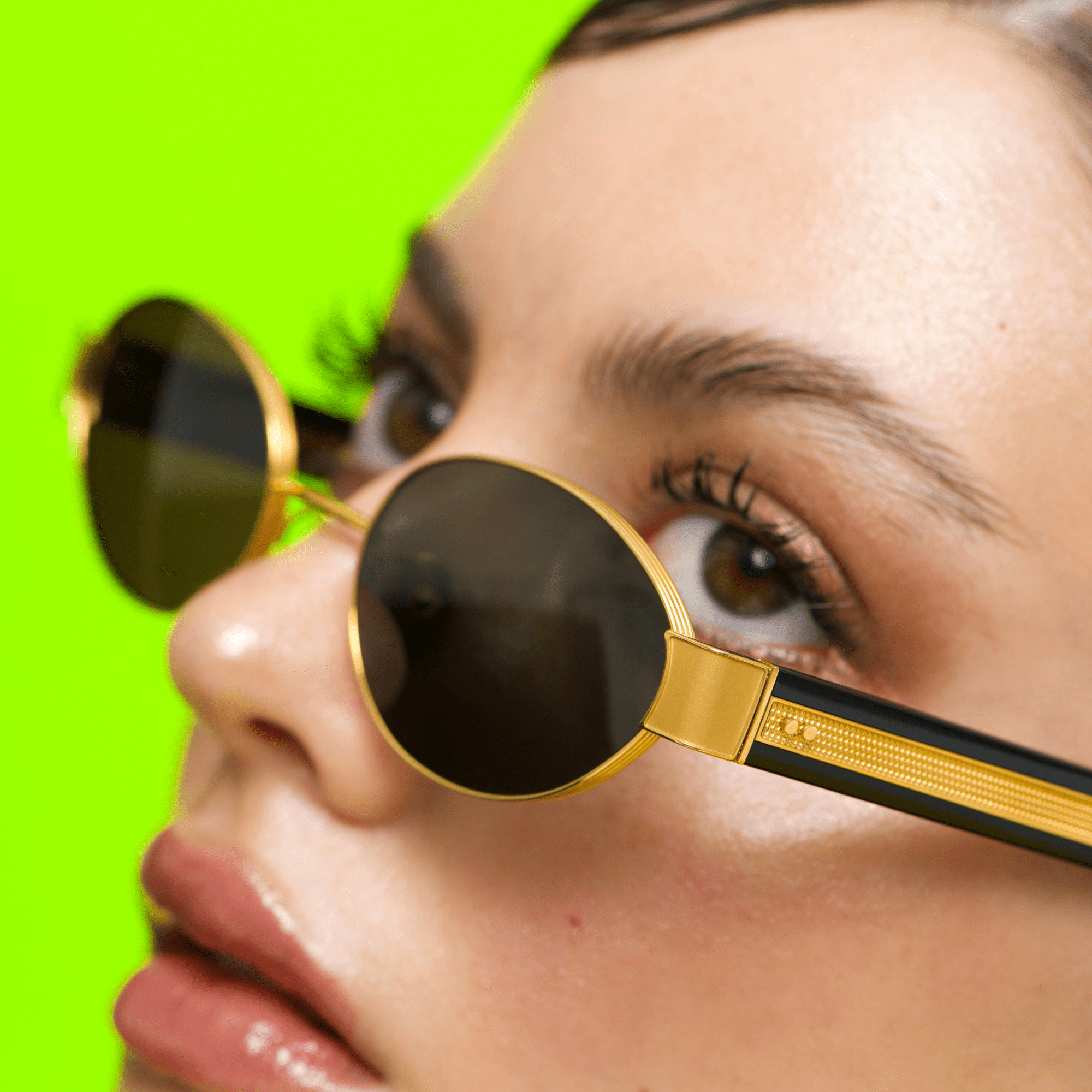 Sadie Sunglasses in 22K Gold and Grey