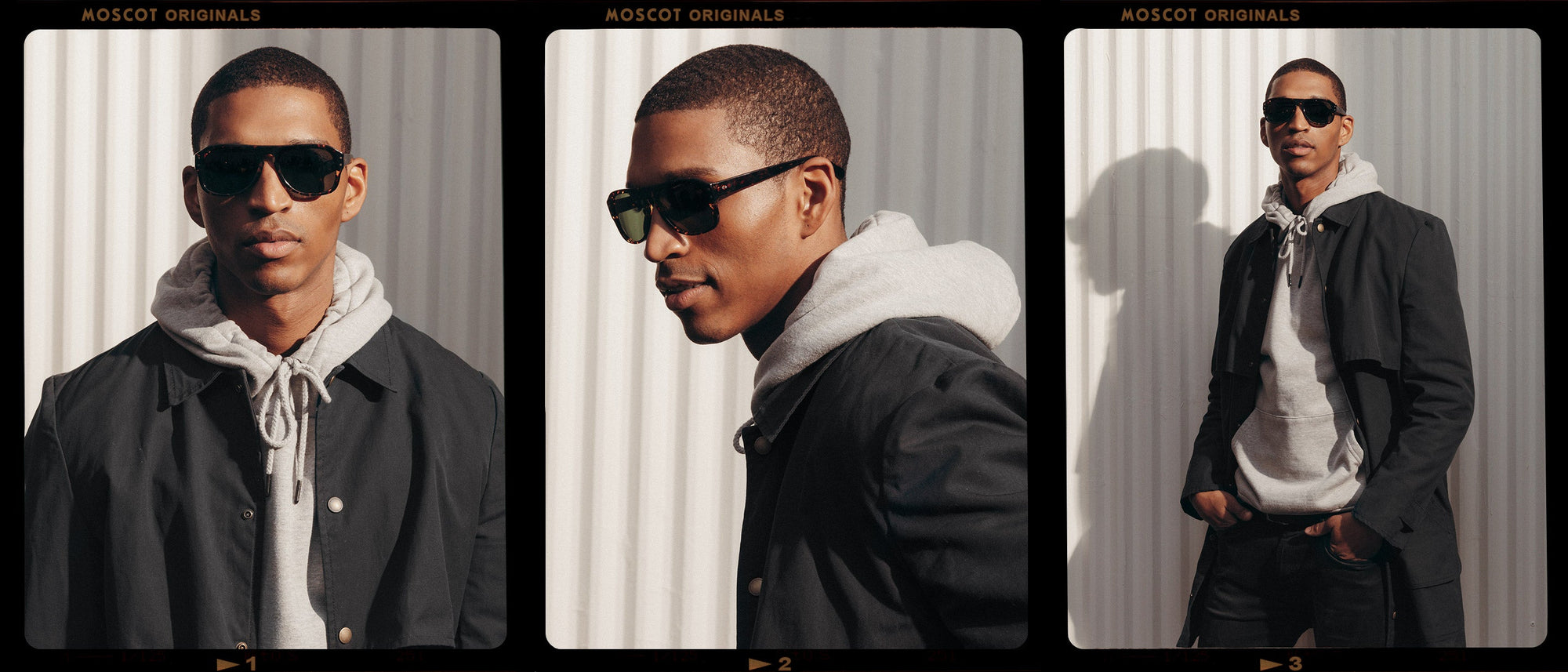 Model is wearing The SECHEL SUN in Dark Havana in size 54 with G-15 Glass Lenses