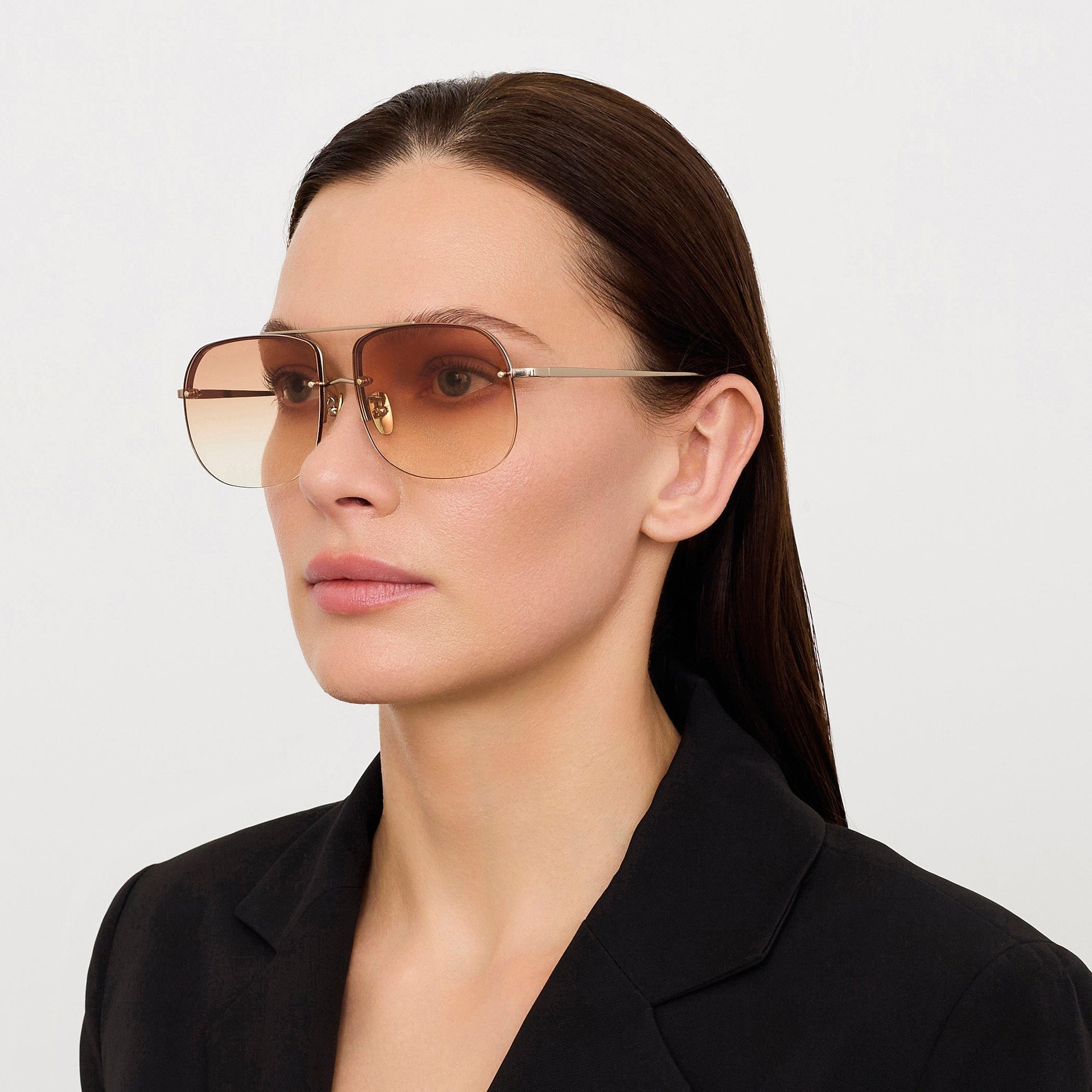 Seren Sunglasses in 18k Rose Gold and Camel