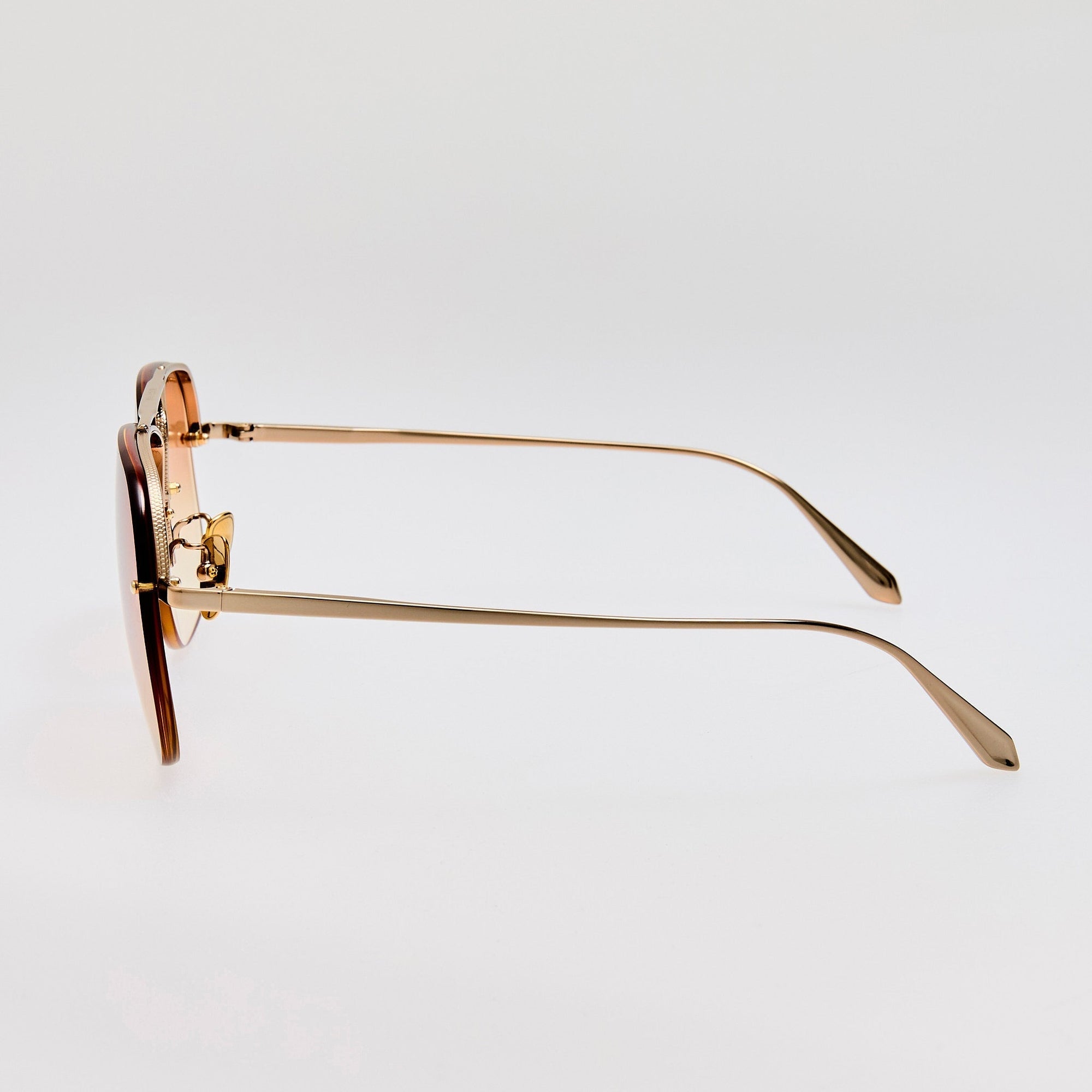 Seren Sunglasses in 18k Rose Gold and Camel