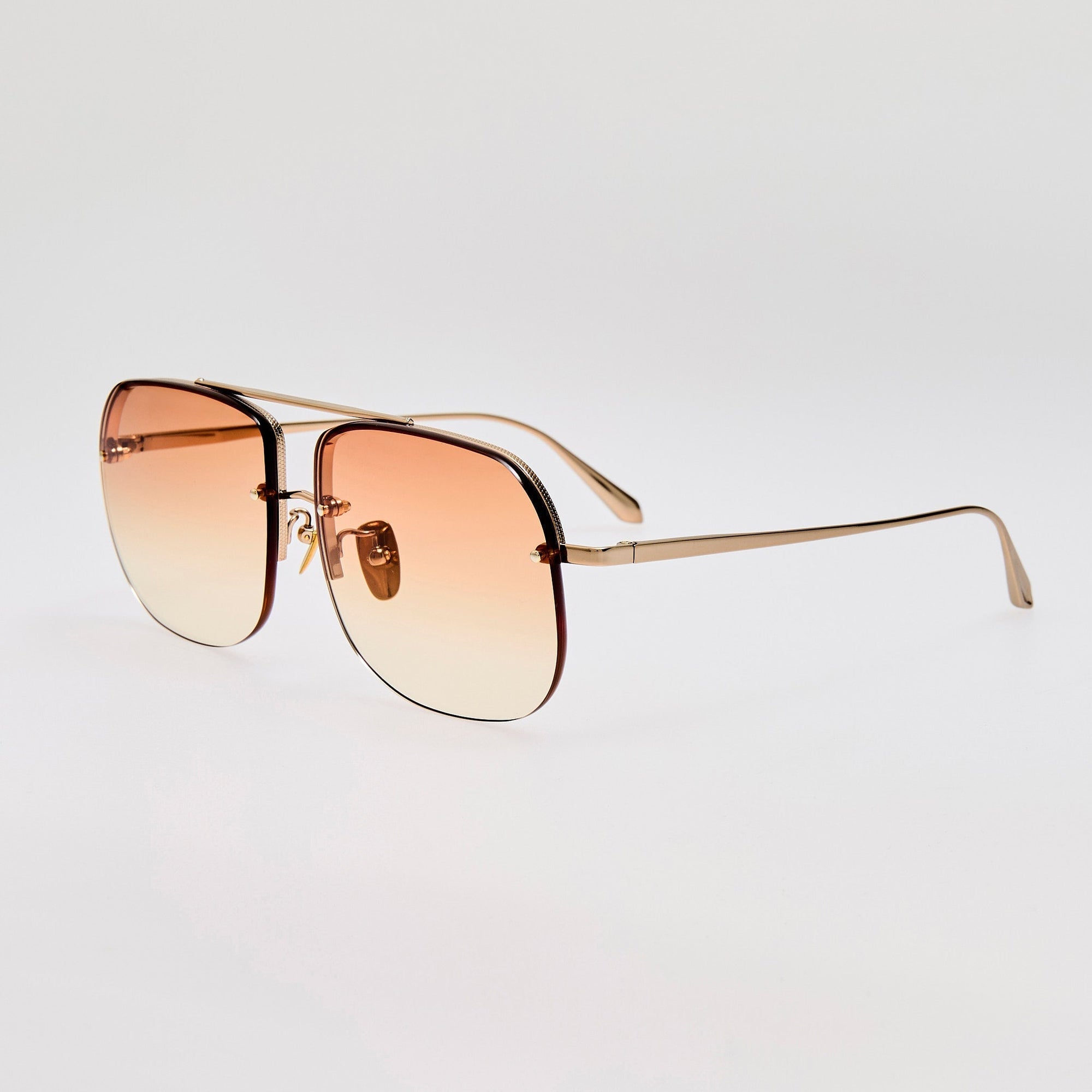 Seren Sunglasses in 18k Rose Gold and Camel