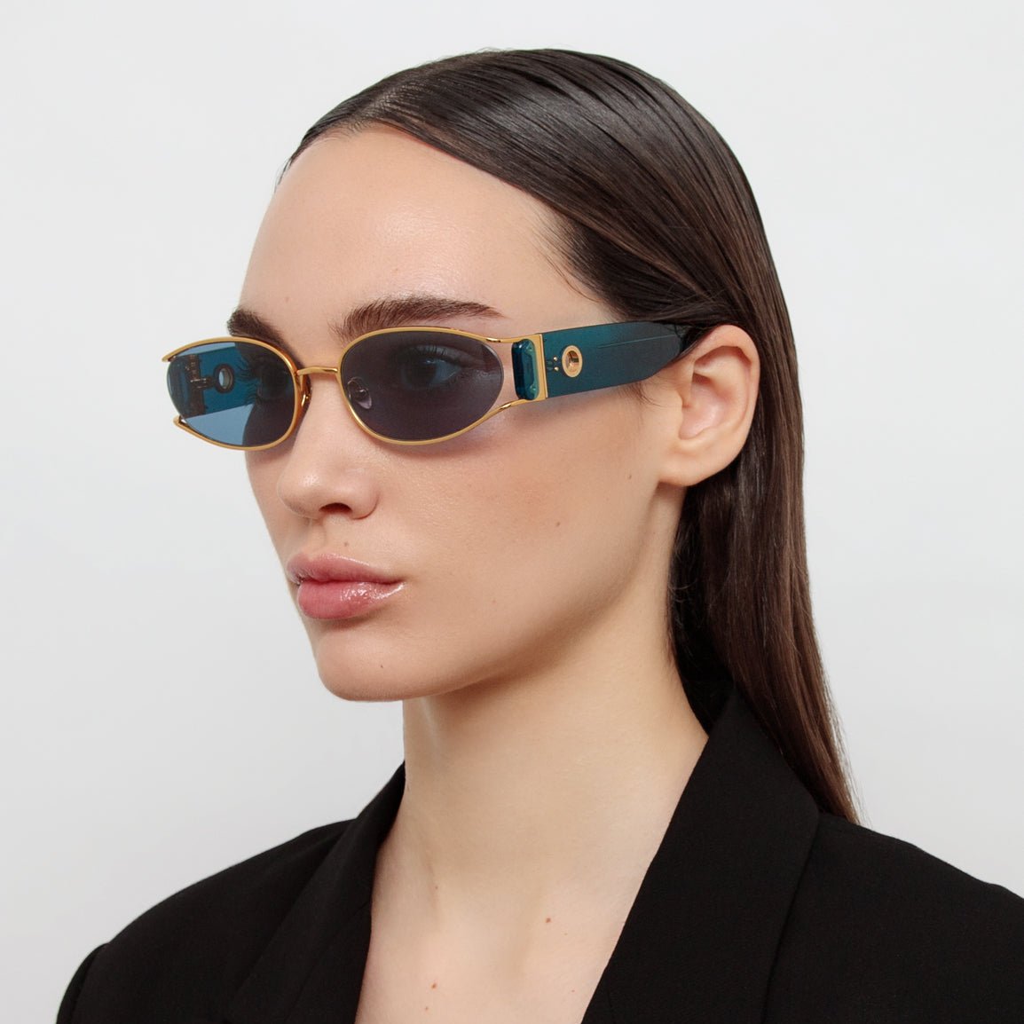 Shelby Sunglasses in 22K Gold and Aqua