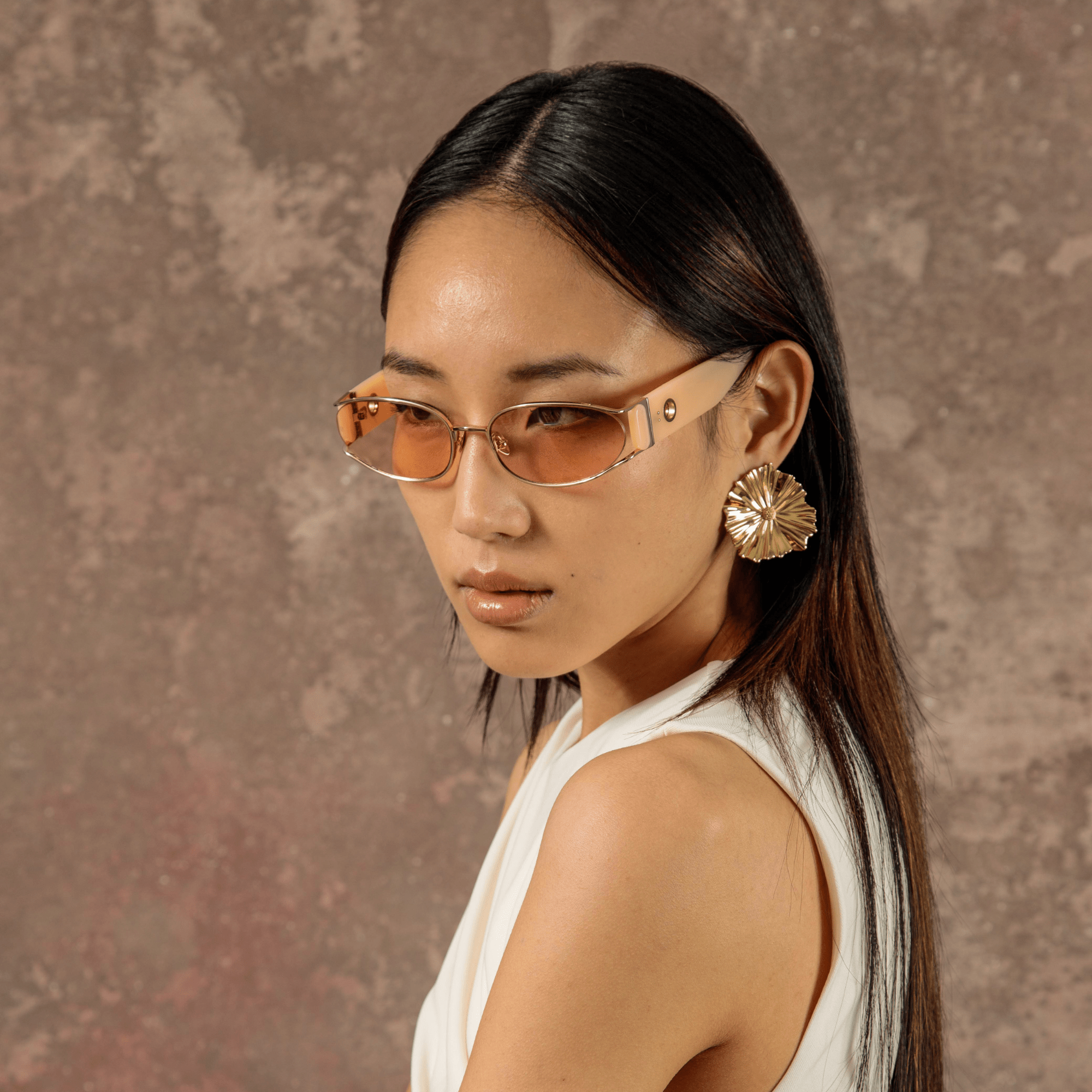 Shelby Sunglasses in 22K Gold and Peach