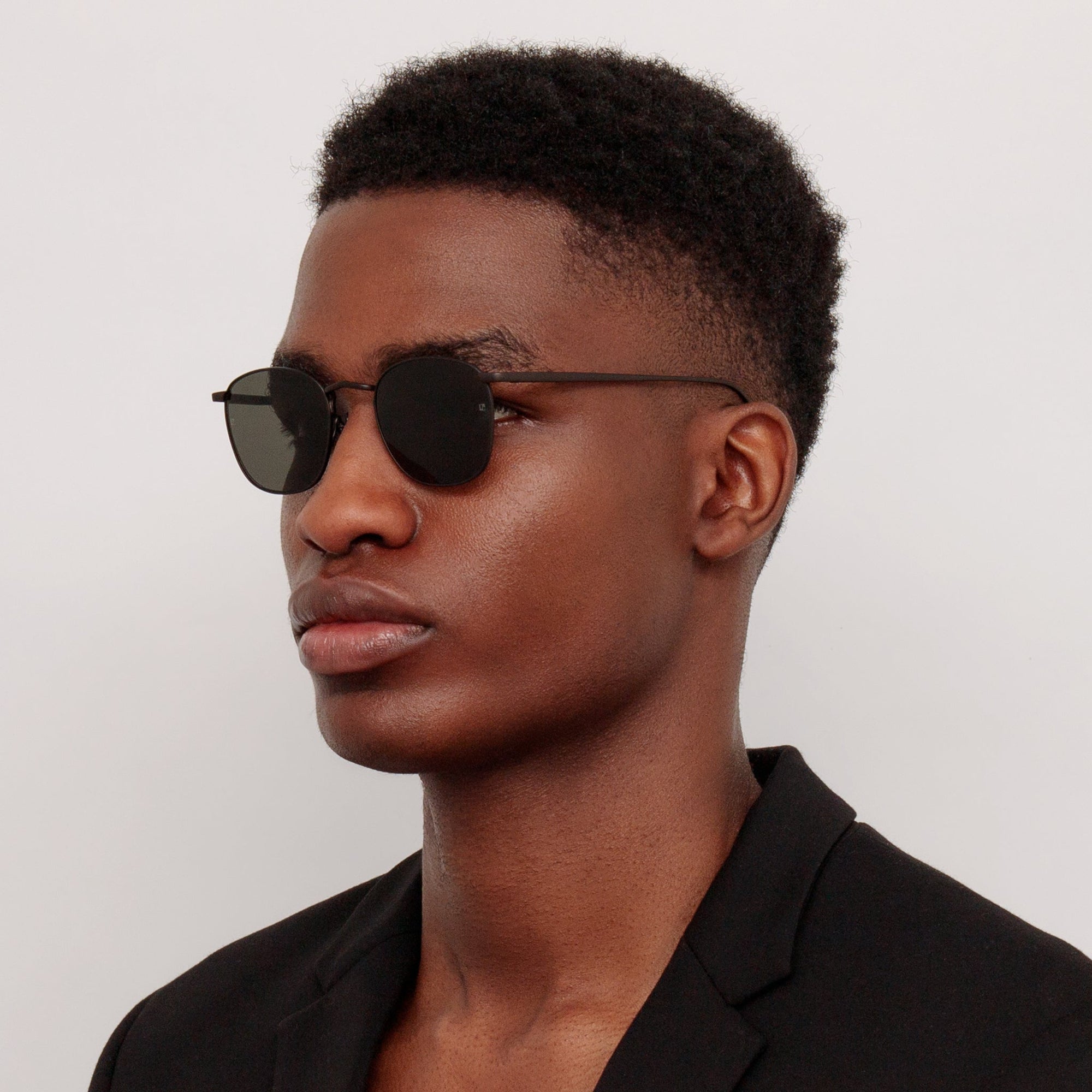 Simon Square Sunglasses in Matt Black Nickel
