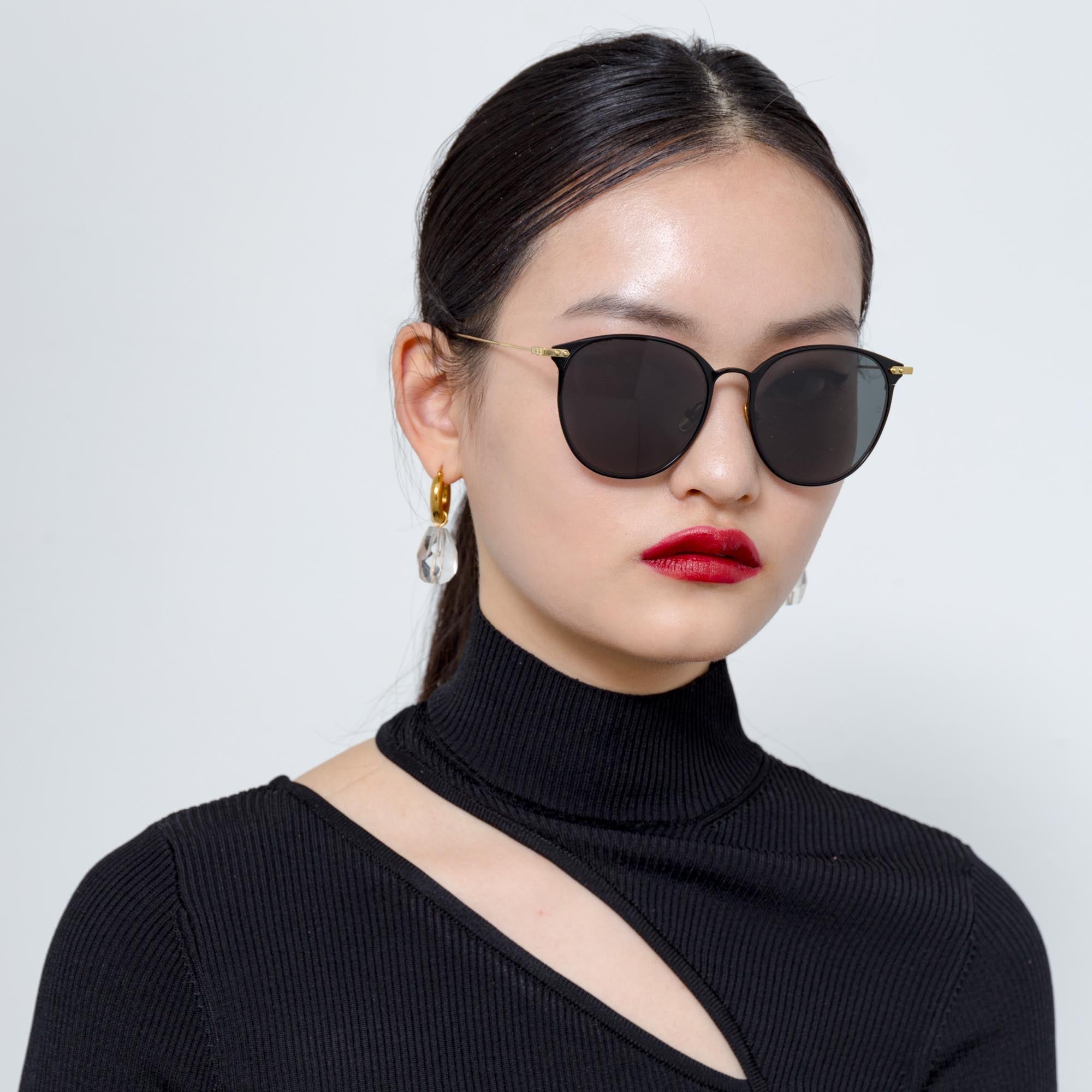 Sophia Sunglasses in 22K Gold and Grey