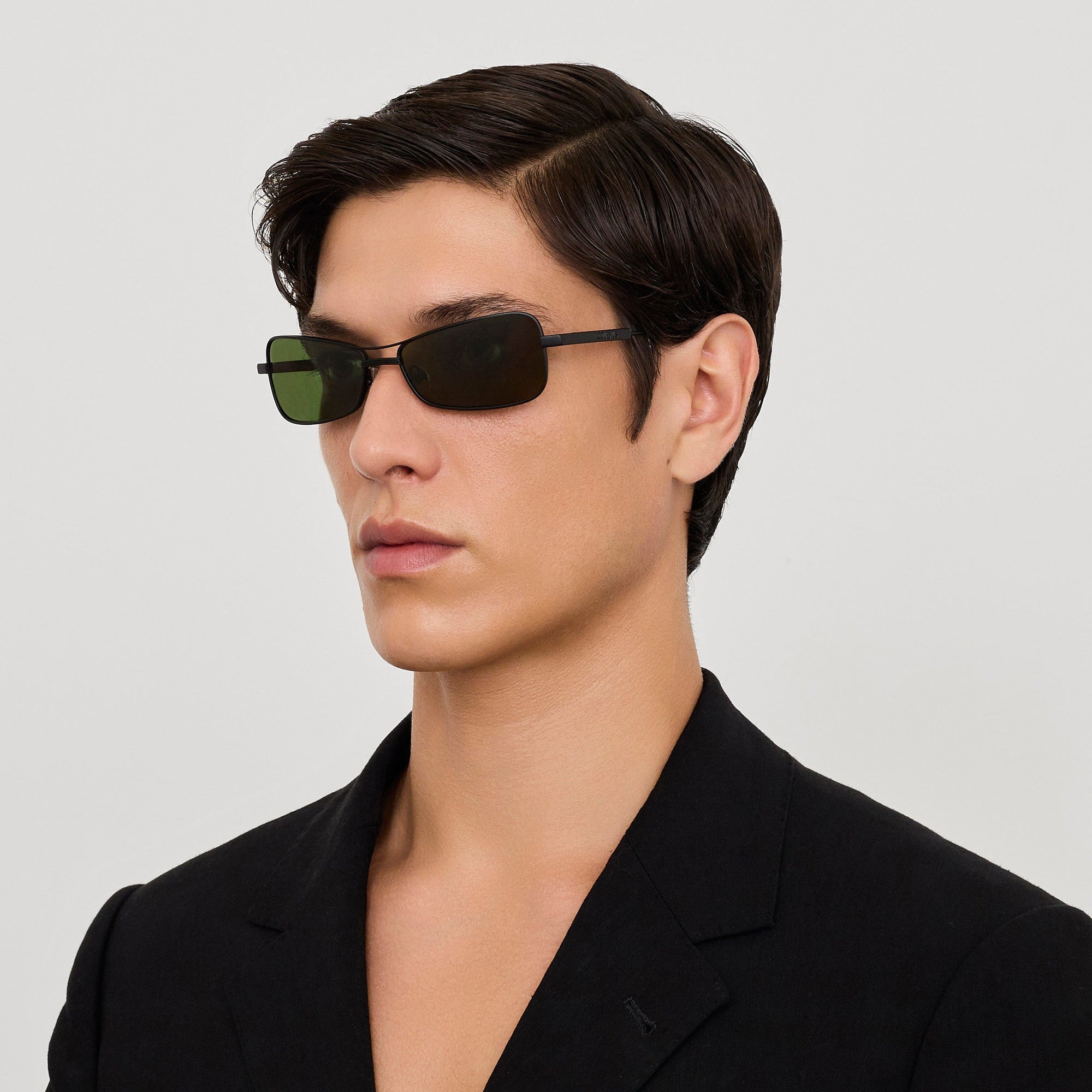 Statzione Sunglasses in Matt Black and Green