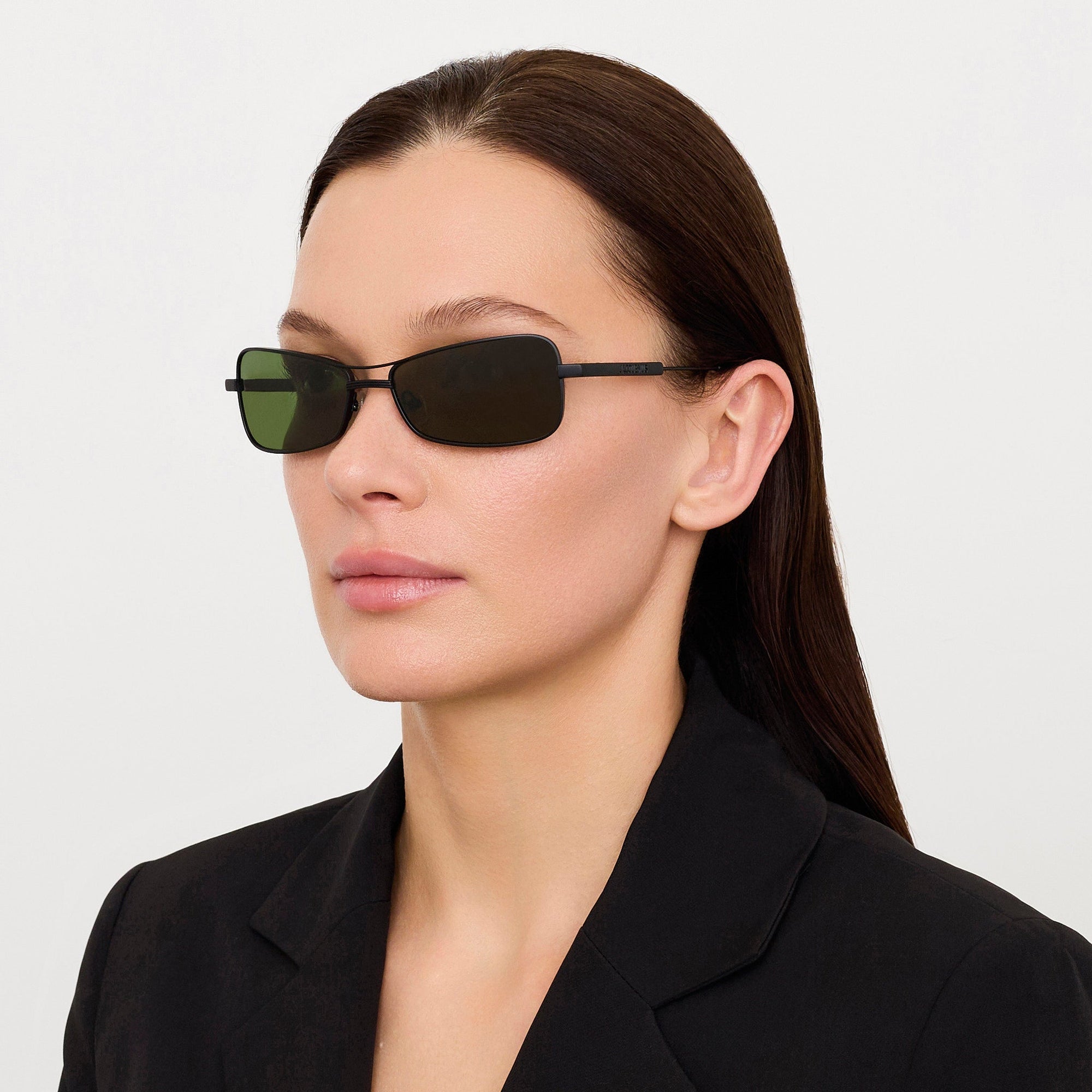 Statzione Sunglasses in Matt Black and Green