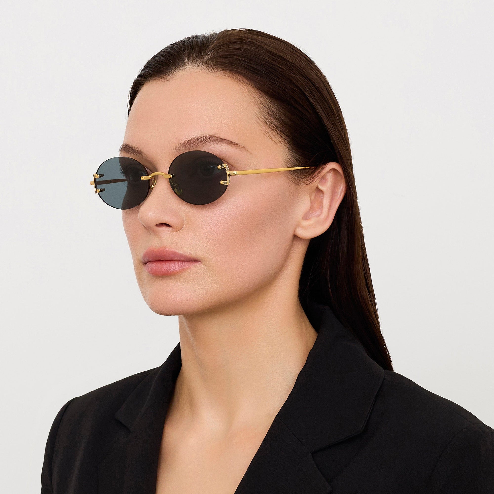 Stella Sunglasses in 22K Gold and Grey