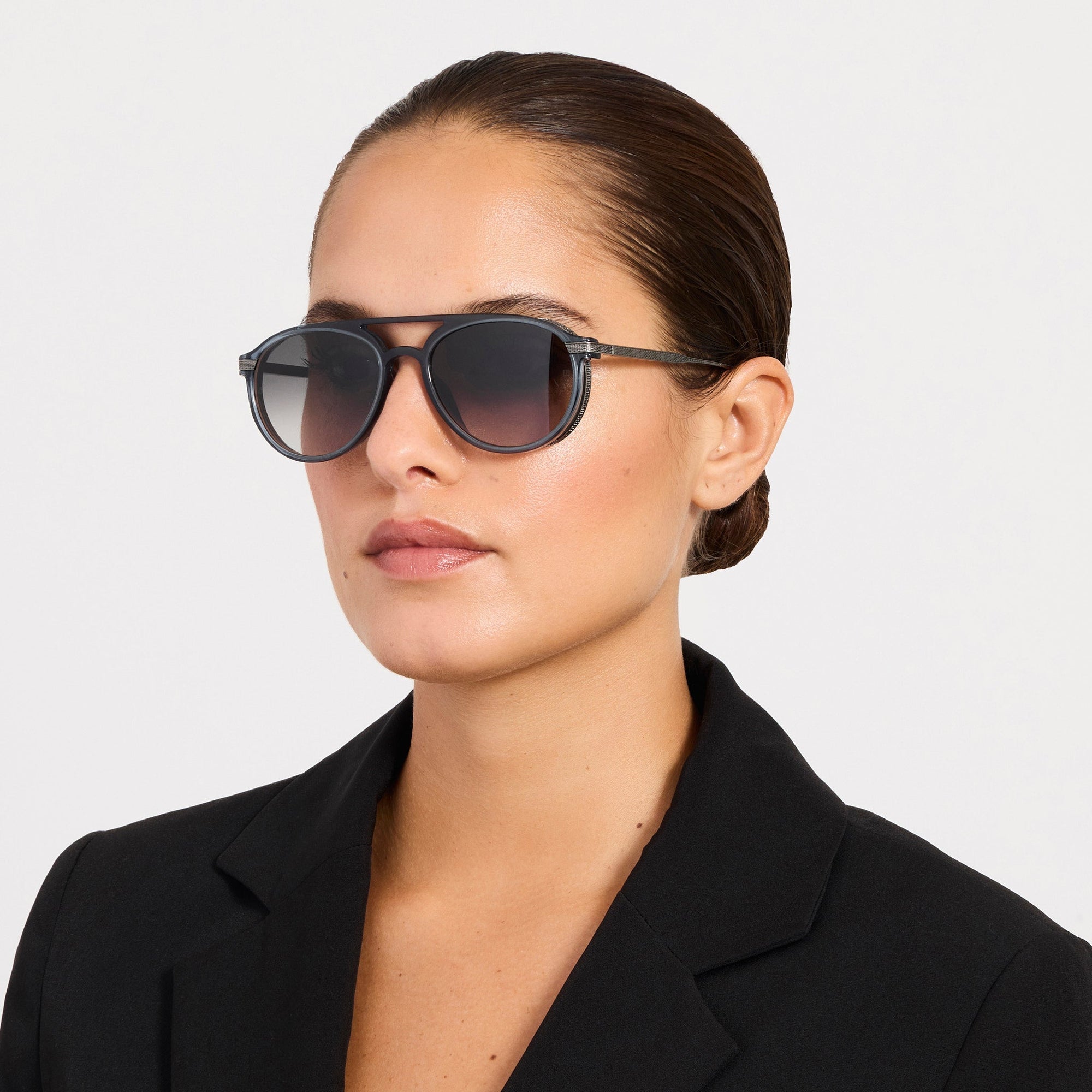 Sutton Explorer Sunglasses in Antique White Gold and Navy
