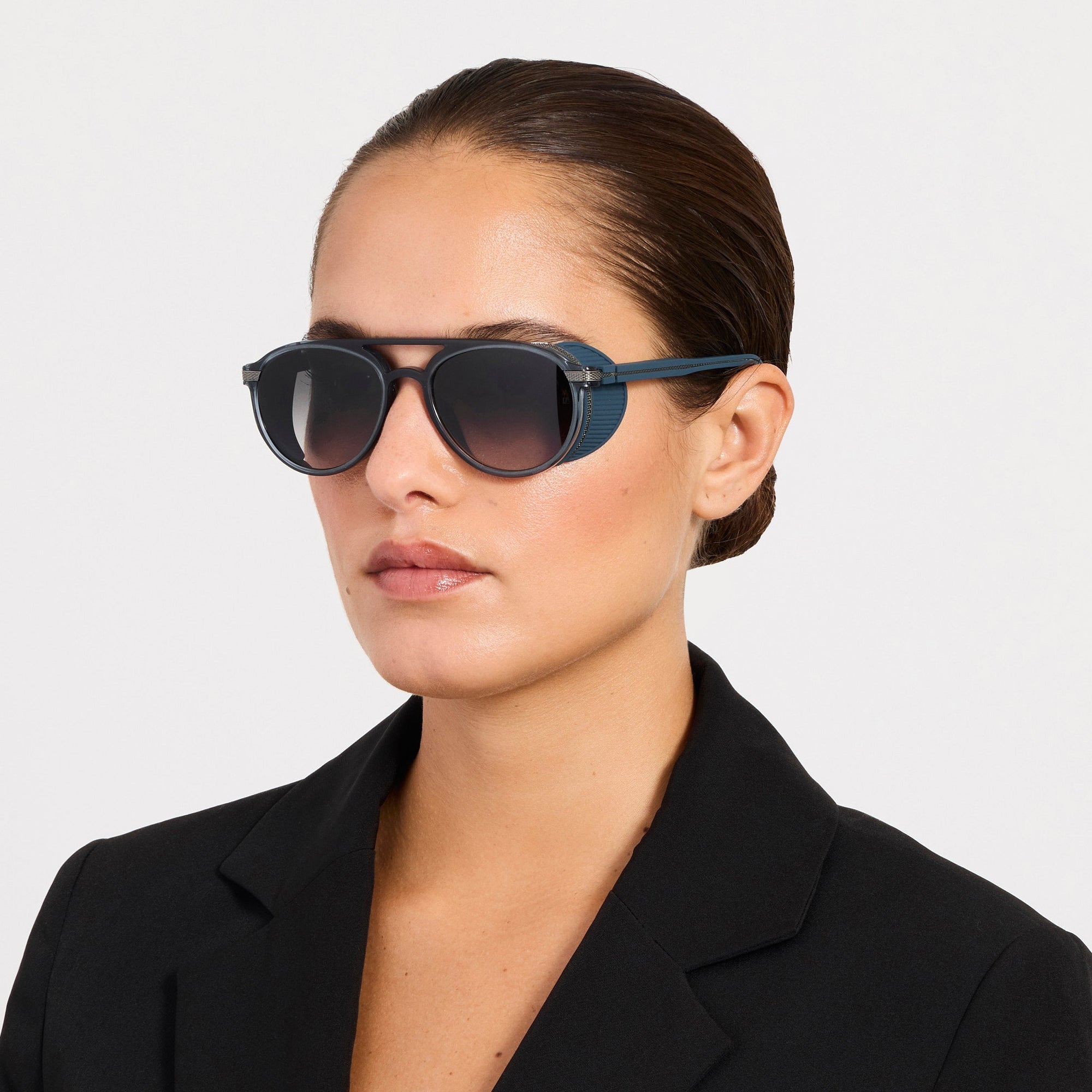 Sutton Explorer Sunglasses in Antique White Gold and Navy
