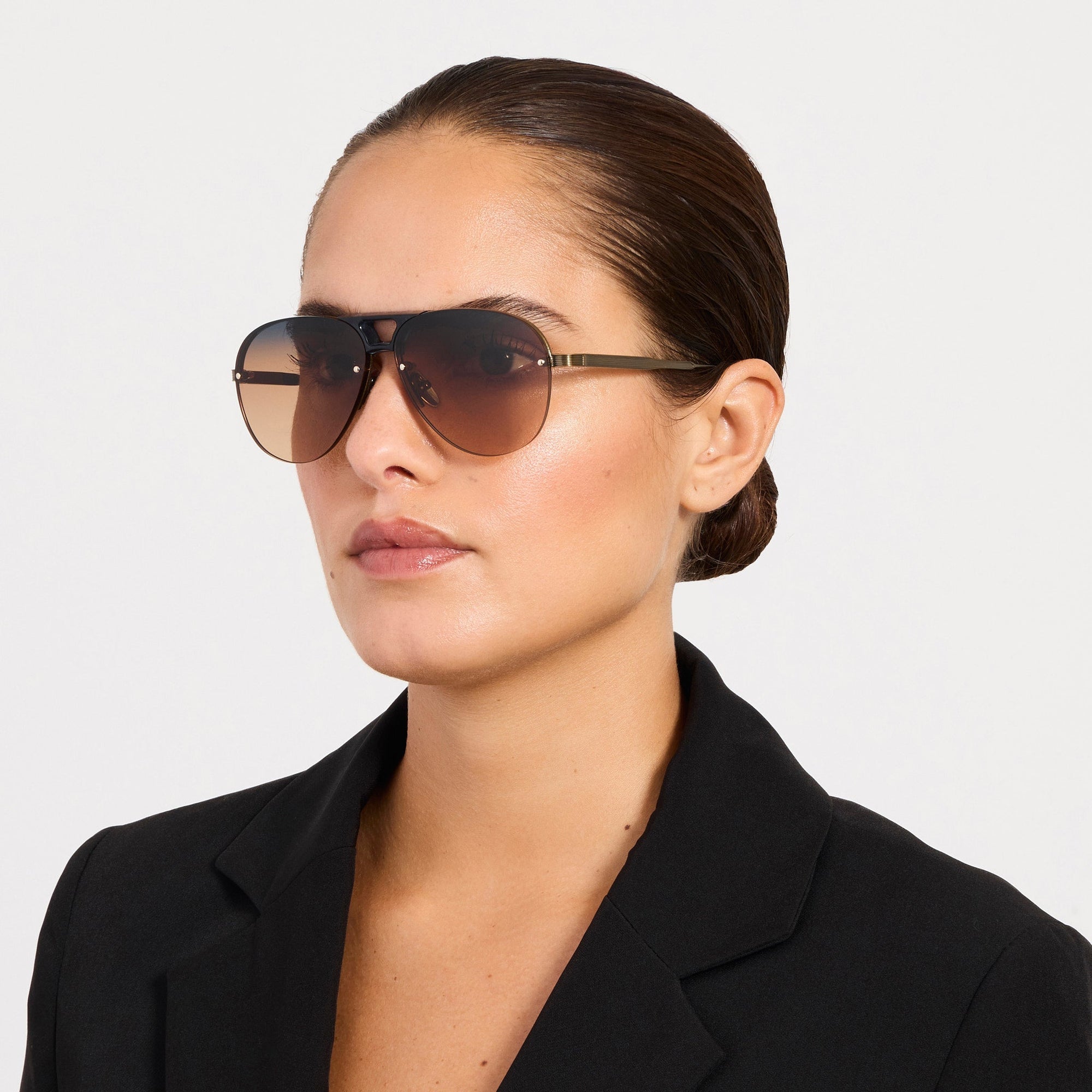 Taya Sunglasses in Antique Gold and Navy