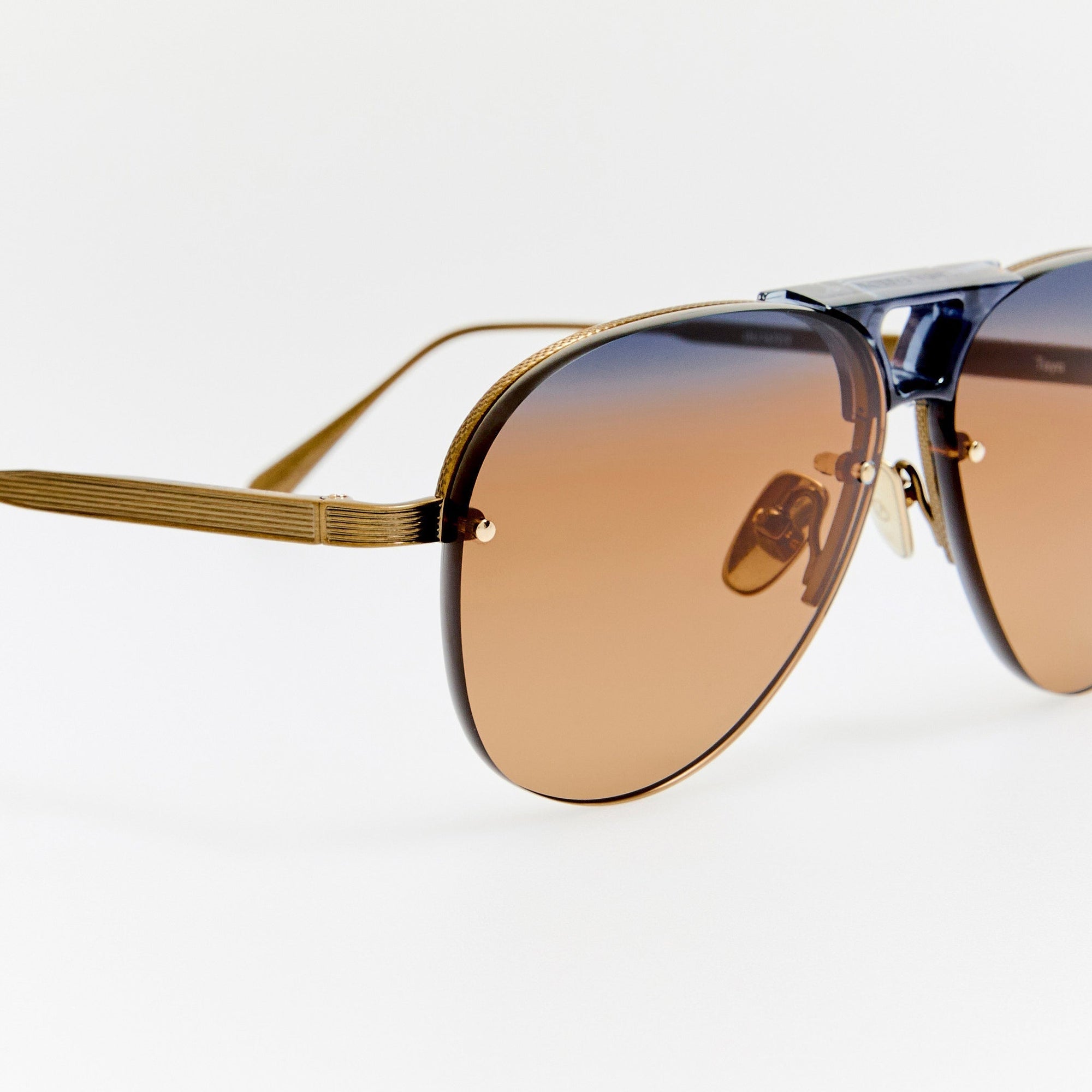 Taya Sunglasses in Antique Gold and Navy
