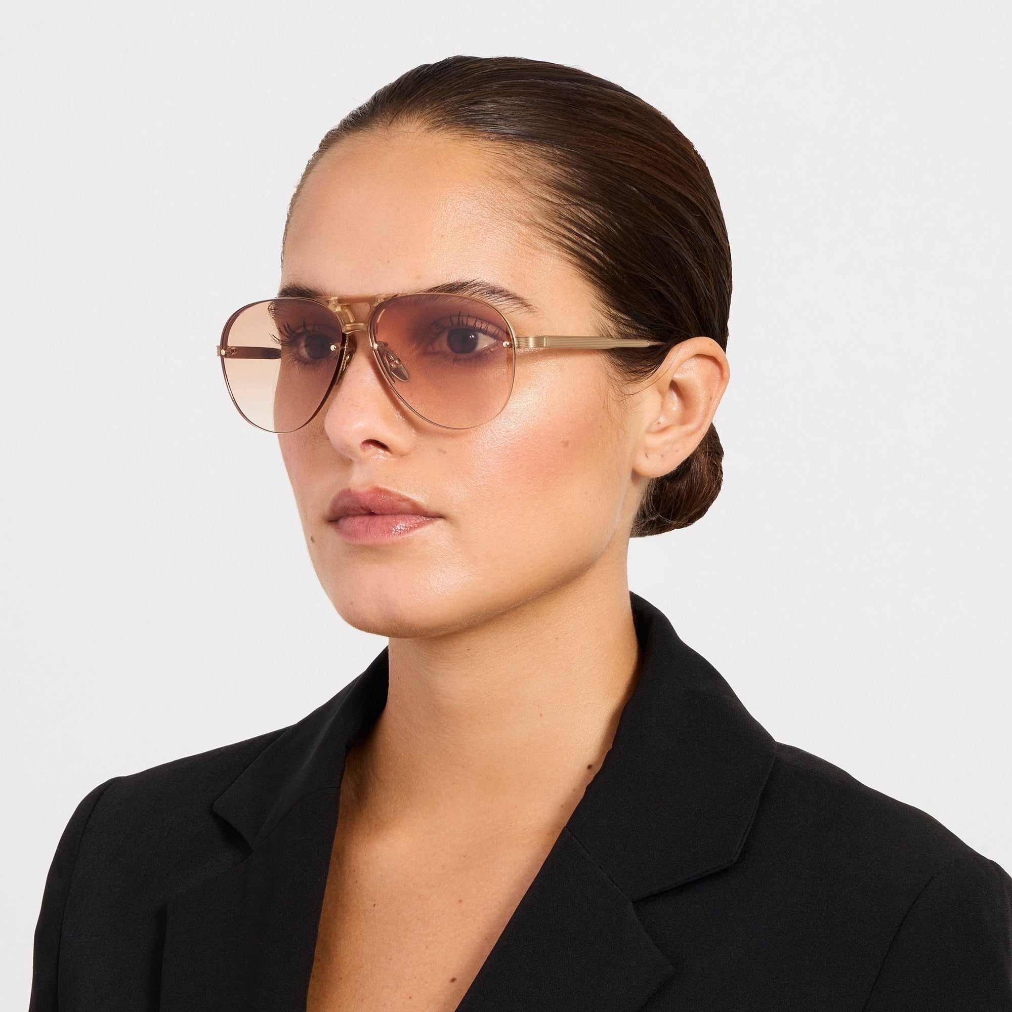 Taya Sunglasses in Matt Champagne and Camel