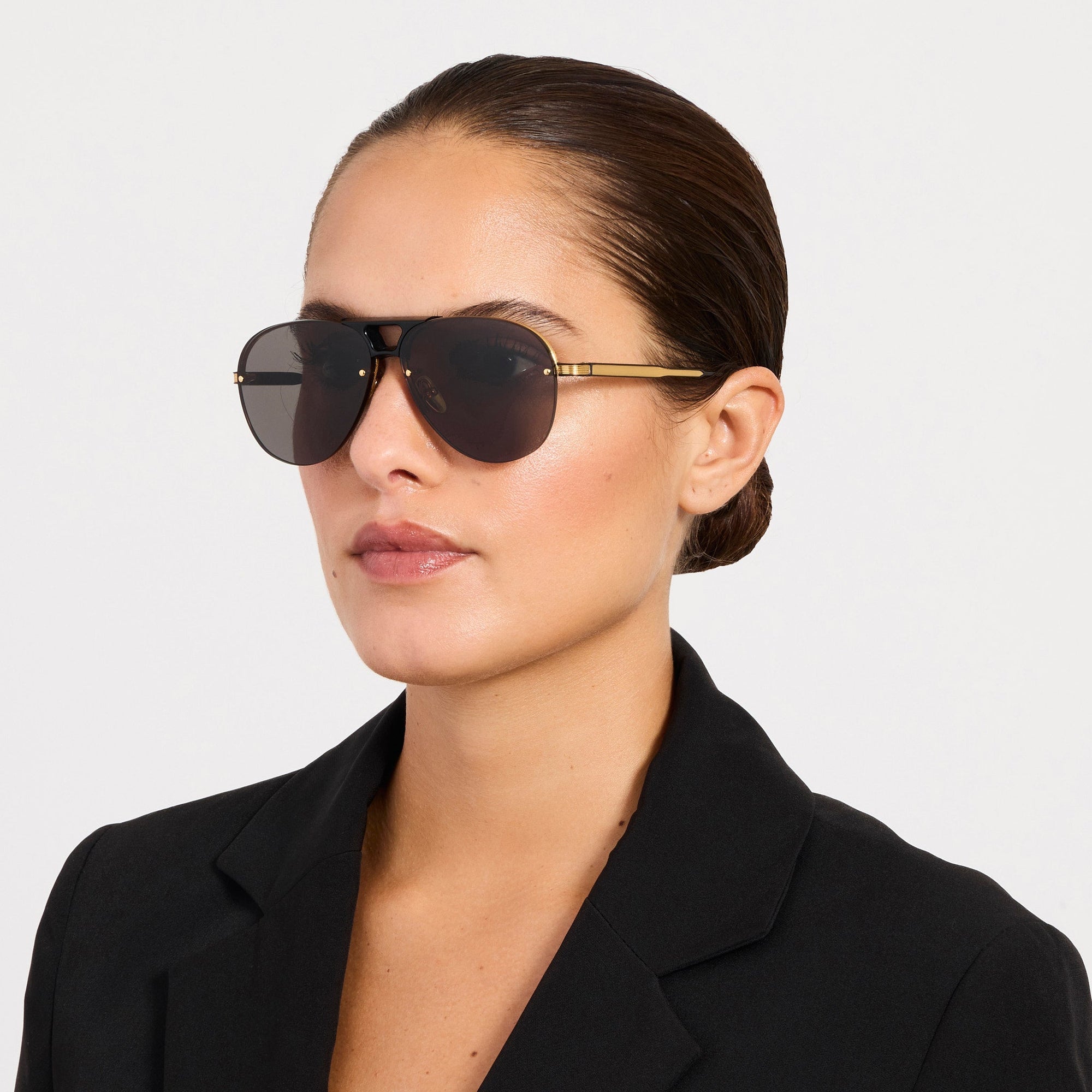 Taya Sunglasses in Matt Nickel and Black