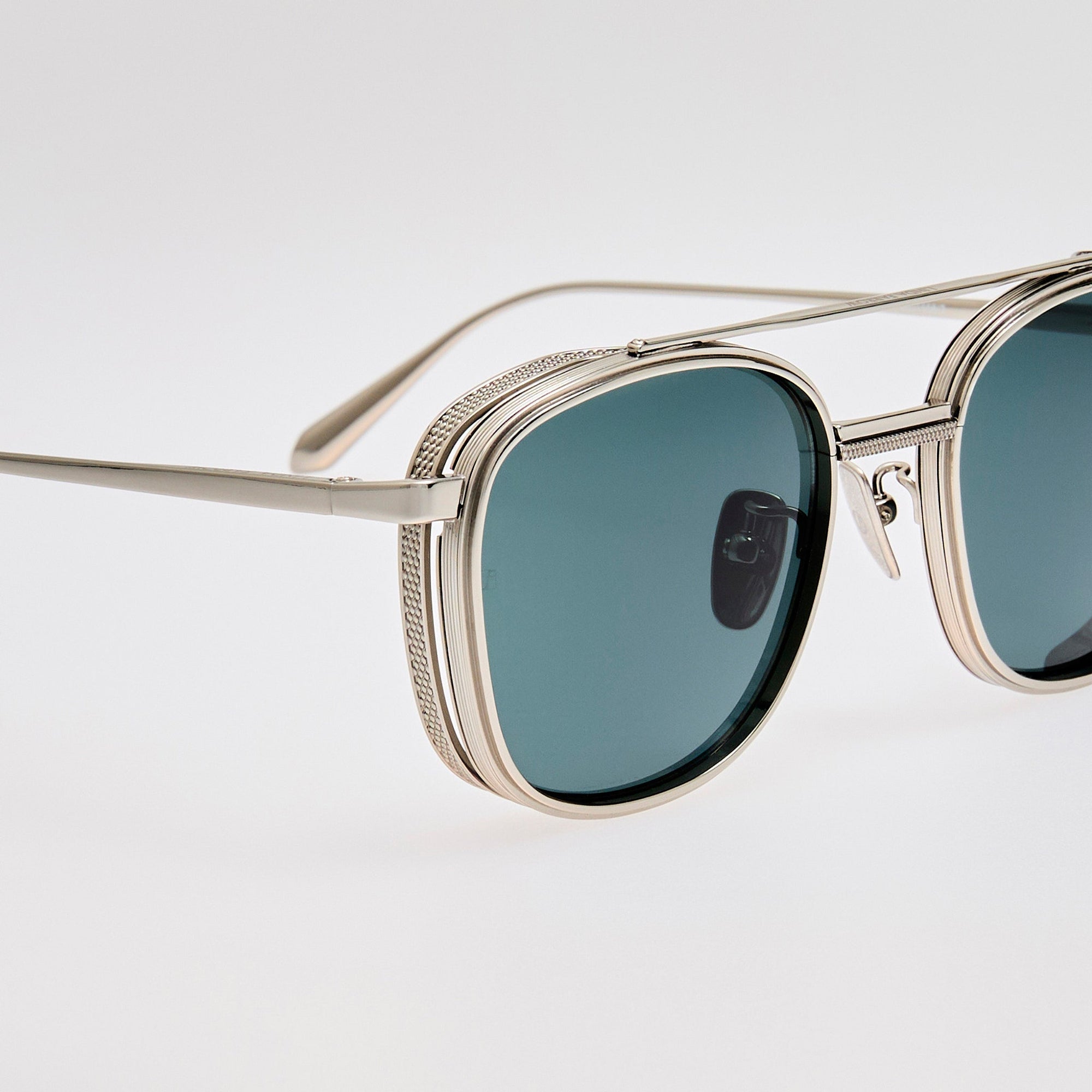Varo Sunglasses in 22K White Gold and Green