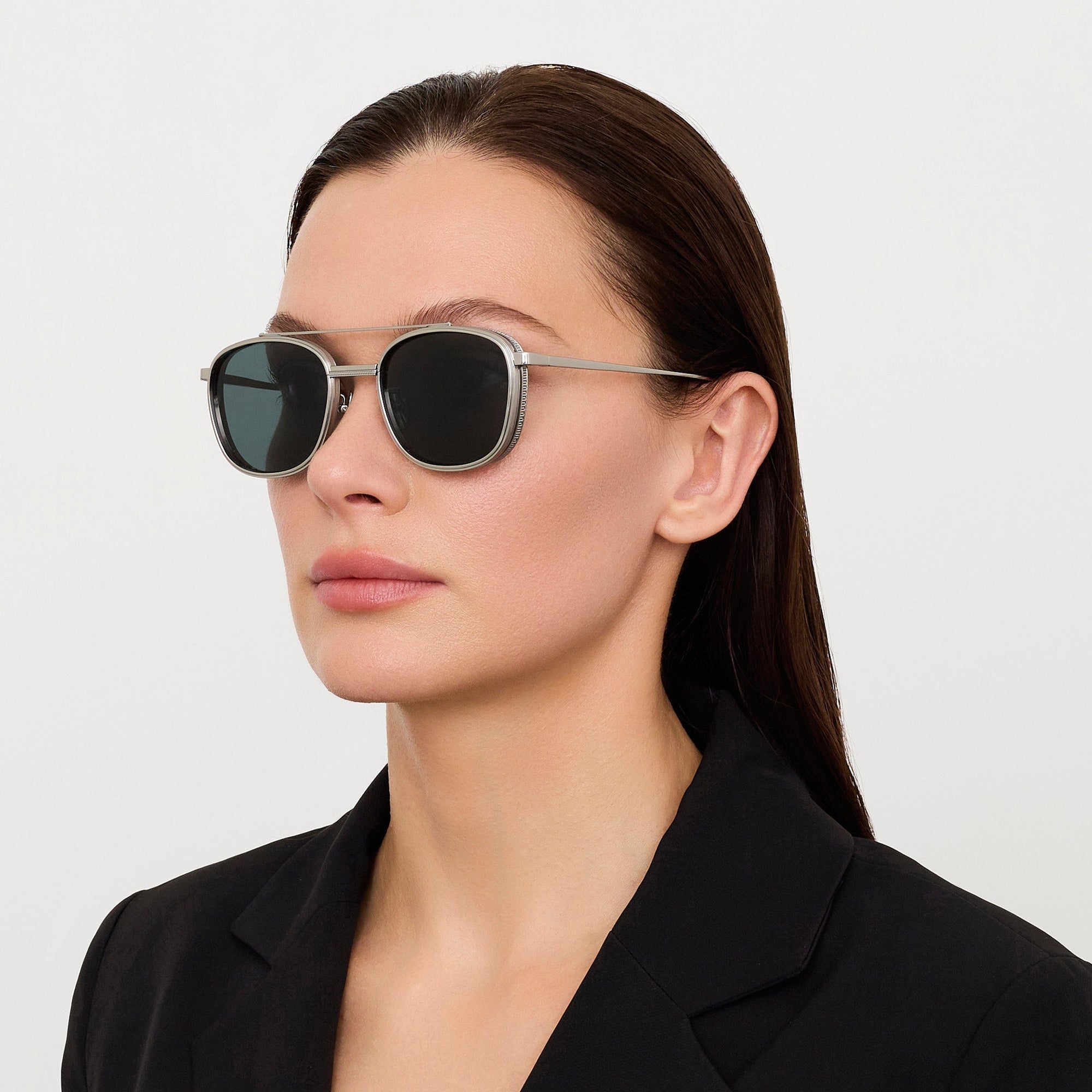 Varo Sunglasses in 22K White Gold and Green